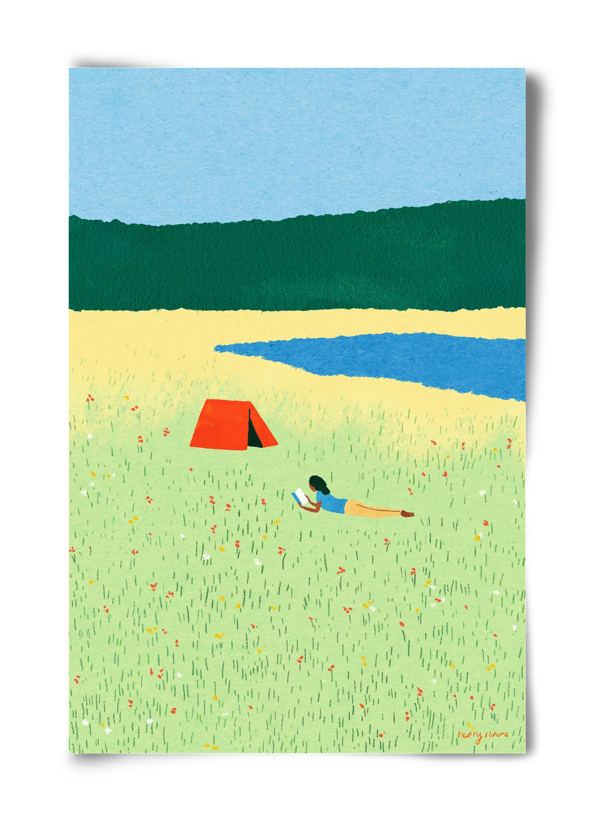 Reading in the meadow, 40x60 cm, Keret nélkül