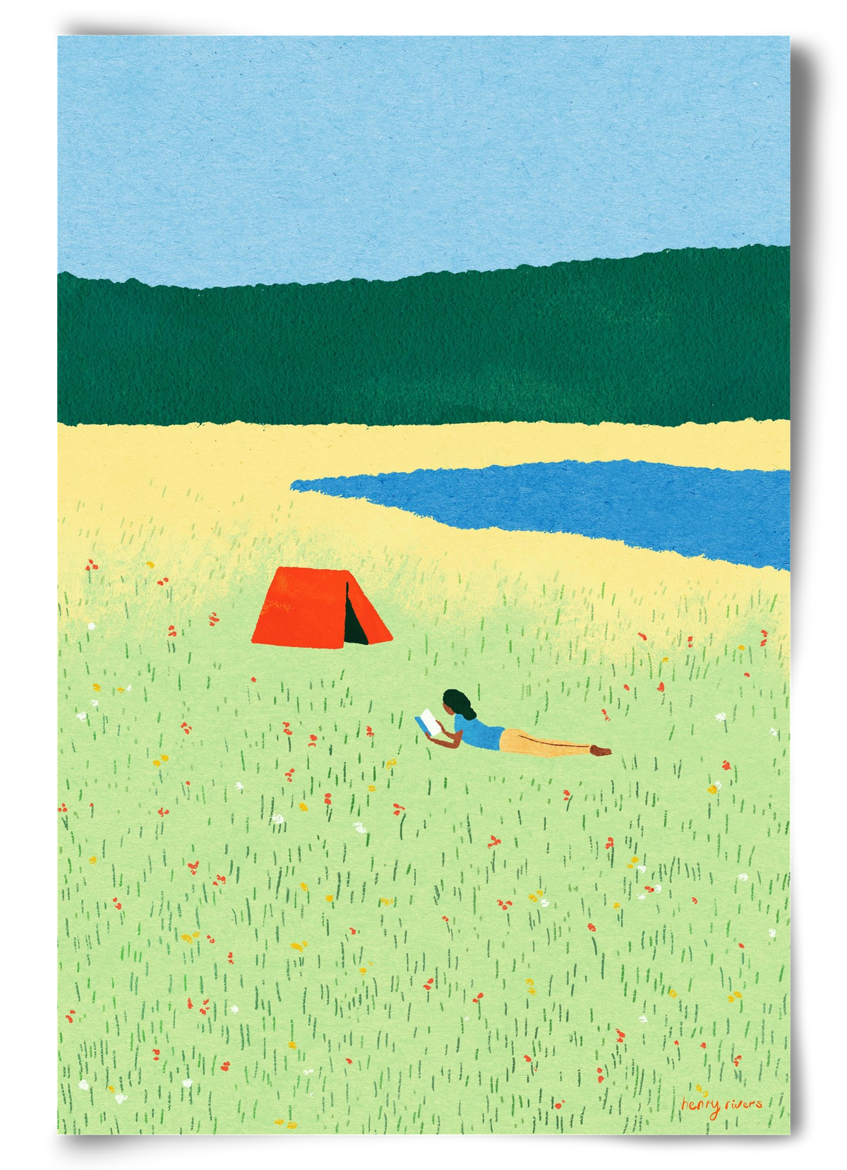 Reading in the meadow, 60x90 cm, Keret nélkül