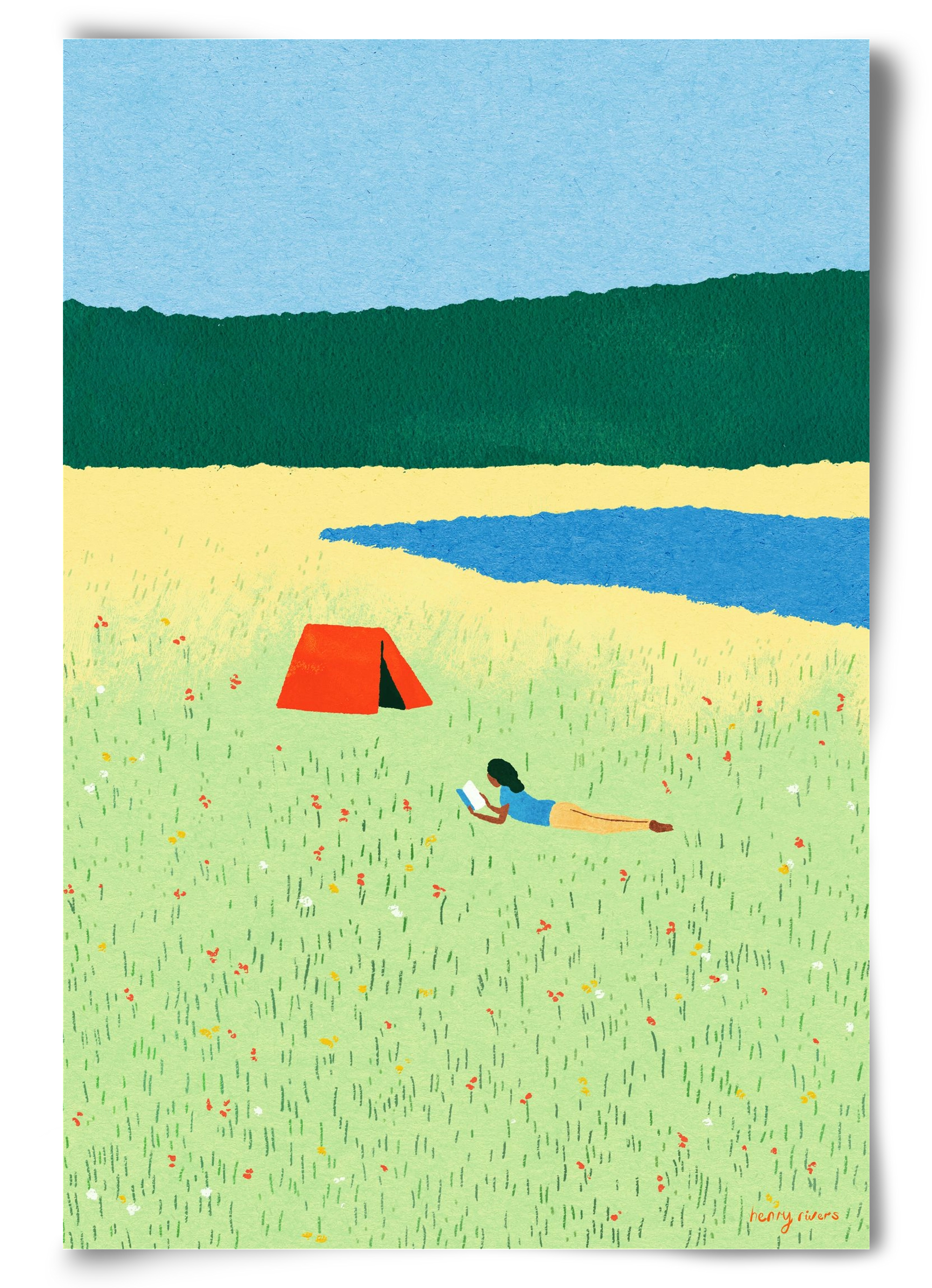Reading in the meadow, 60x90 cm, Keret nélkül