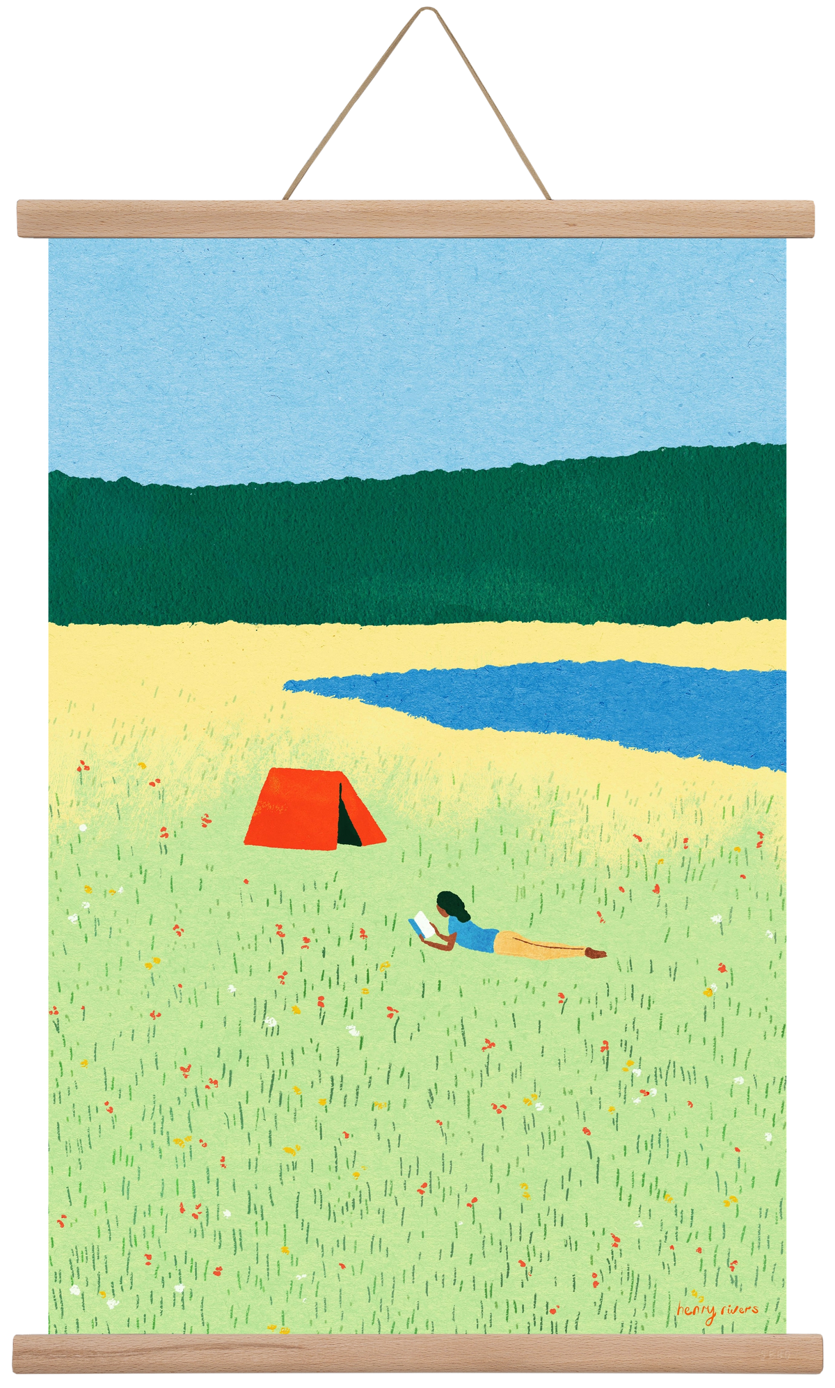 Reading in the meadow, 40x60 cm (40x60 cm), Tölgy akasztó
