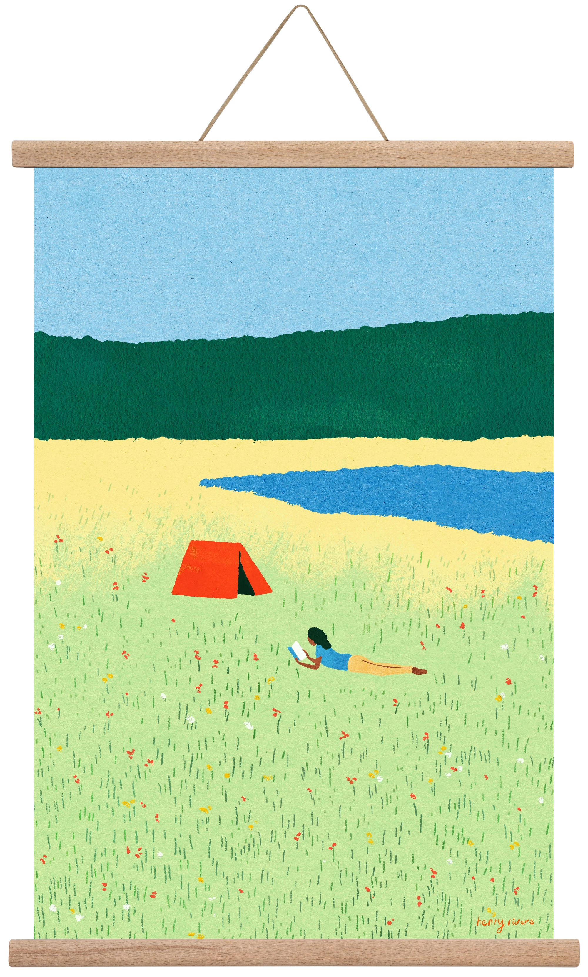 Reading in the meadow, 40x60 cm (40x60 cm), Tölgy akasztó