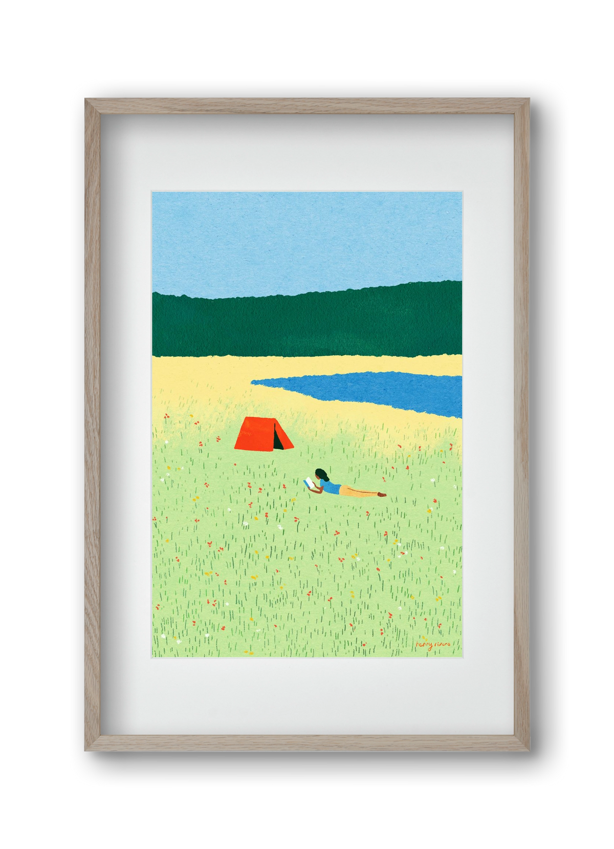 Reading in the meadow, 30x45 cm (20x30 cm), Tölgy keret, paszpartuval