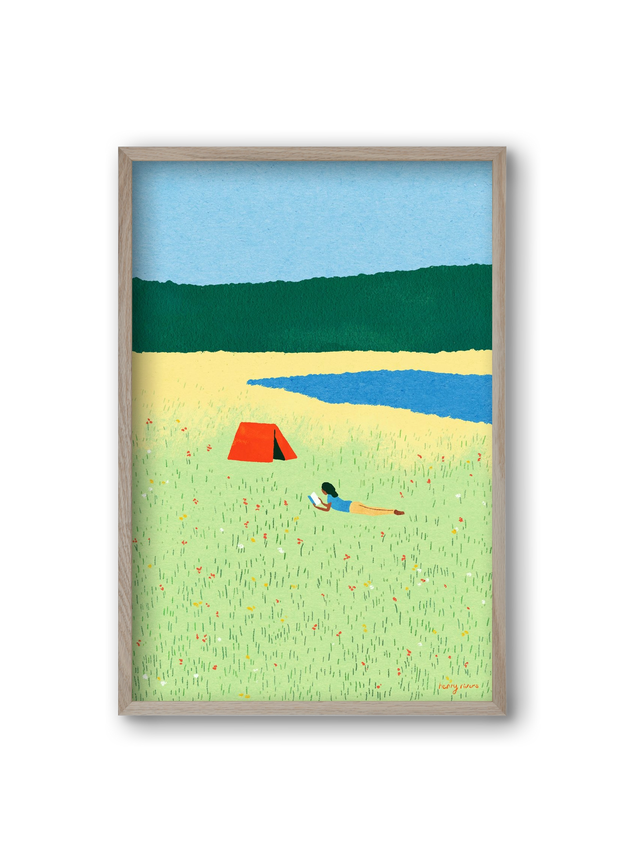 Reading in the meadow, 20x30 cm (20x30 cm), Tölgy keret