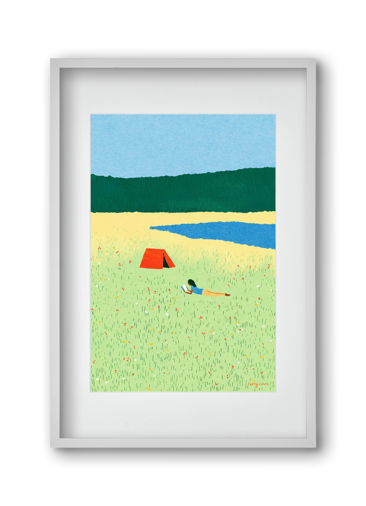 Reading in the meadow, 30x45 cm (20x30 cm), Fehér keret, paszpartuval