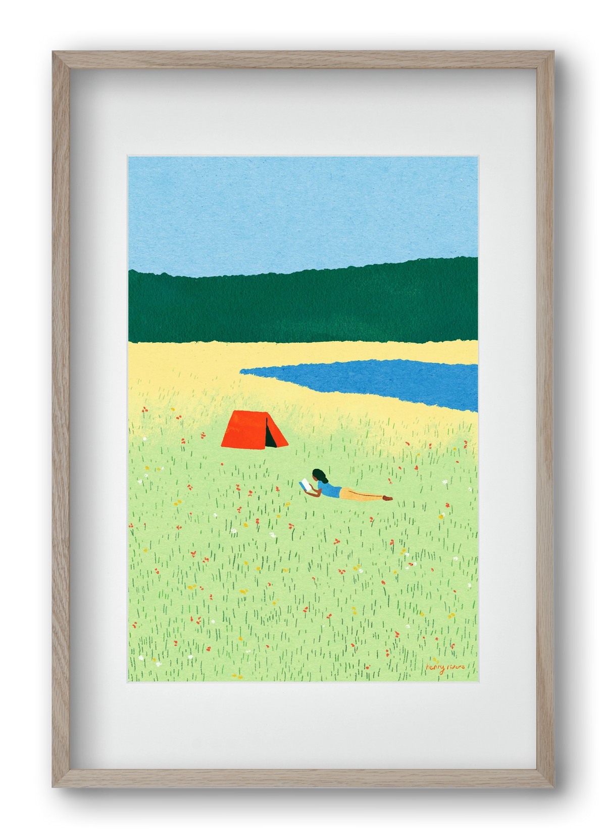 Reading in the meadow, 40x60 cm (30x45 cm), Tölgy keret, paszpartuval