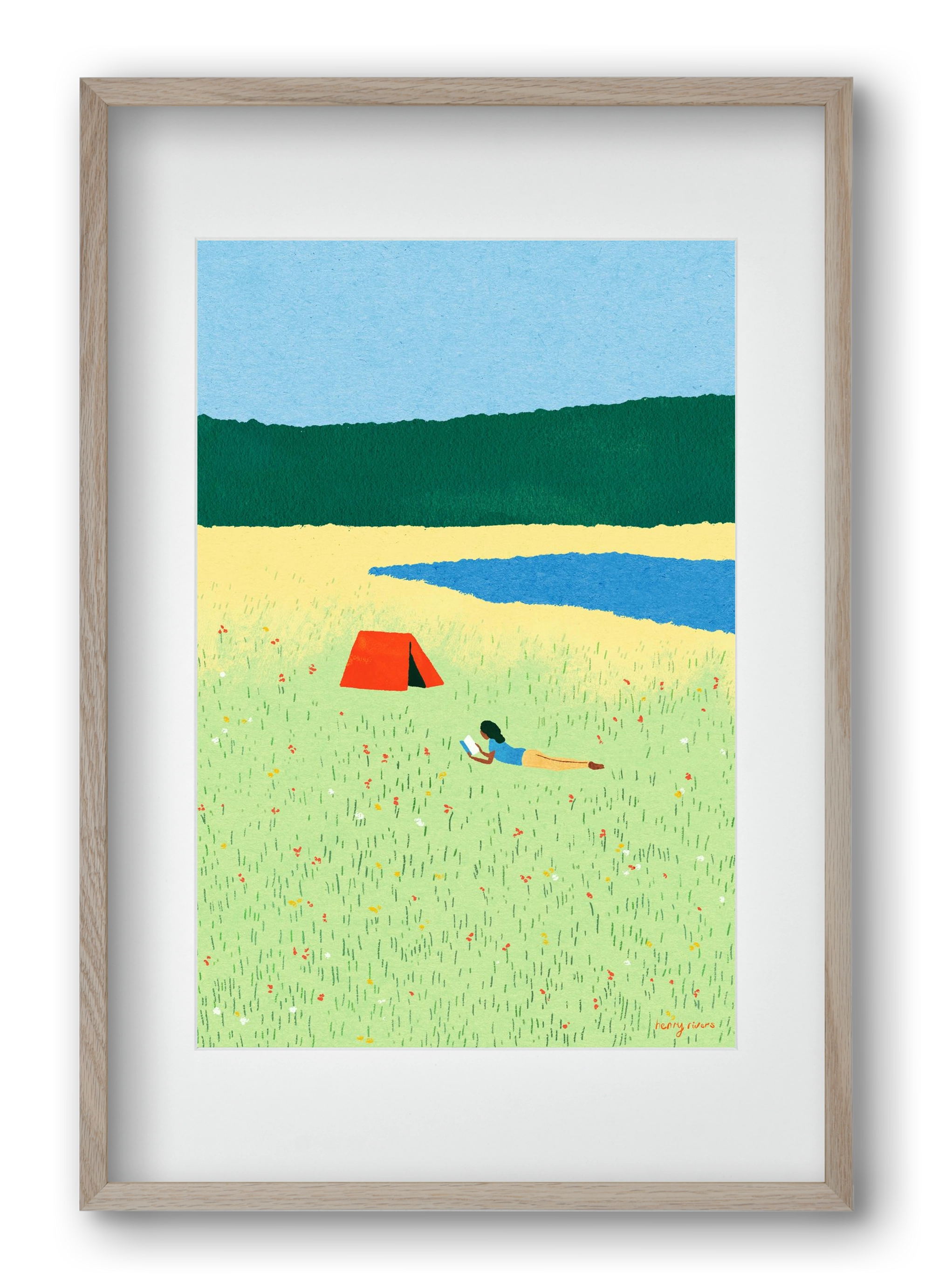 Reading in the meadow, 40x60 cm (30x45 cm), Tölgy keret, paszpartuval