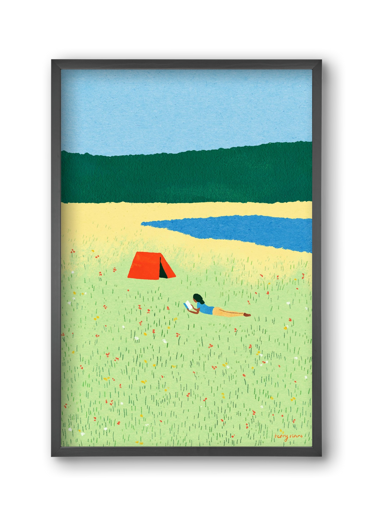 Reading in the meadow, 30x45 cm (30x45 cm), Fekete keret