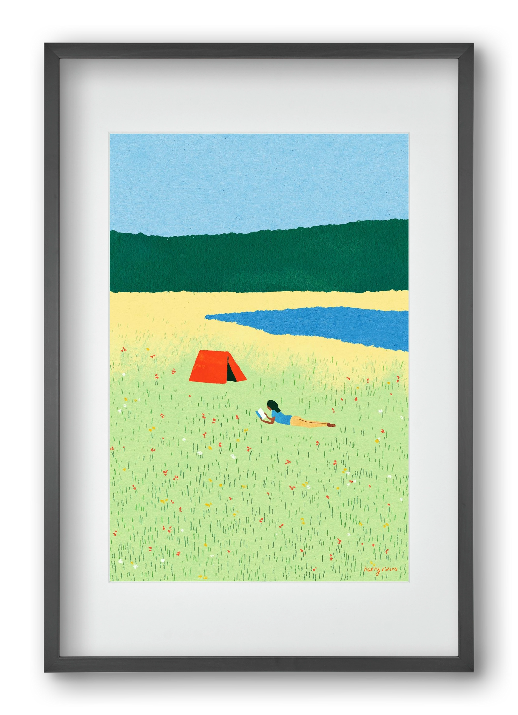 Reading in the meadow, 40x60 cm (30x45 cm), Fekete keret, paszpartuval