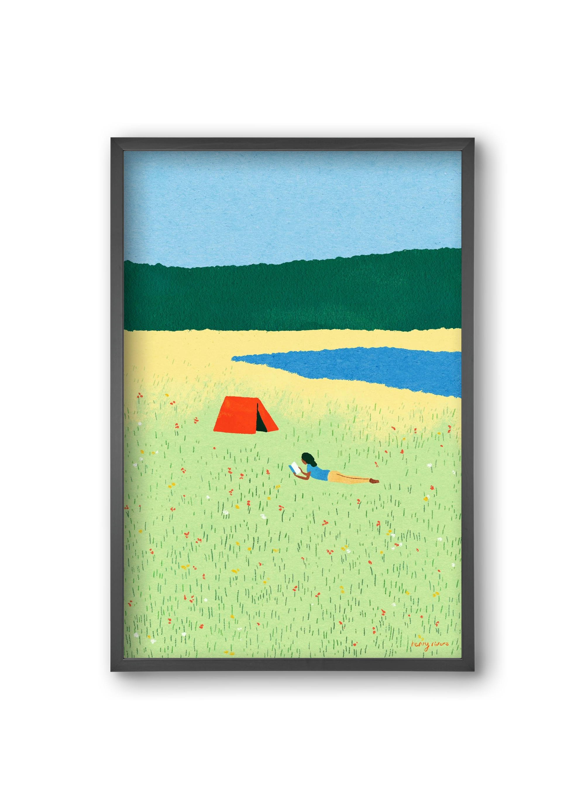 Reading in the meadow, 20x30 cm (20x30 cm), Fekete keret
