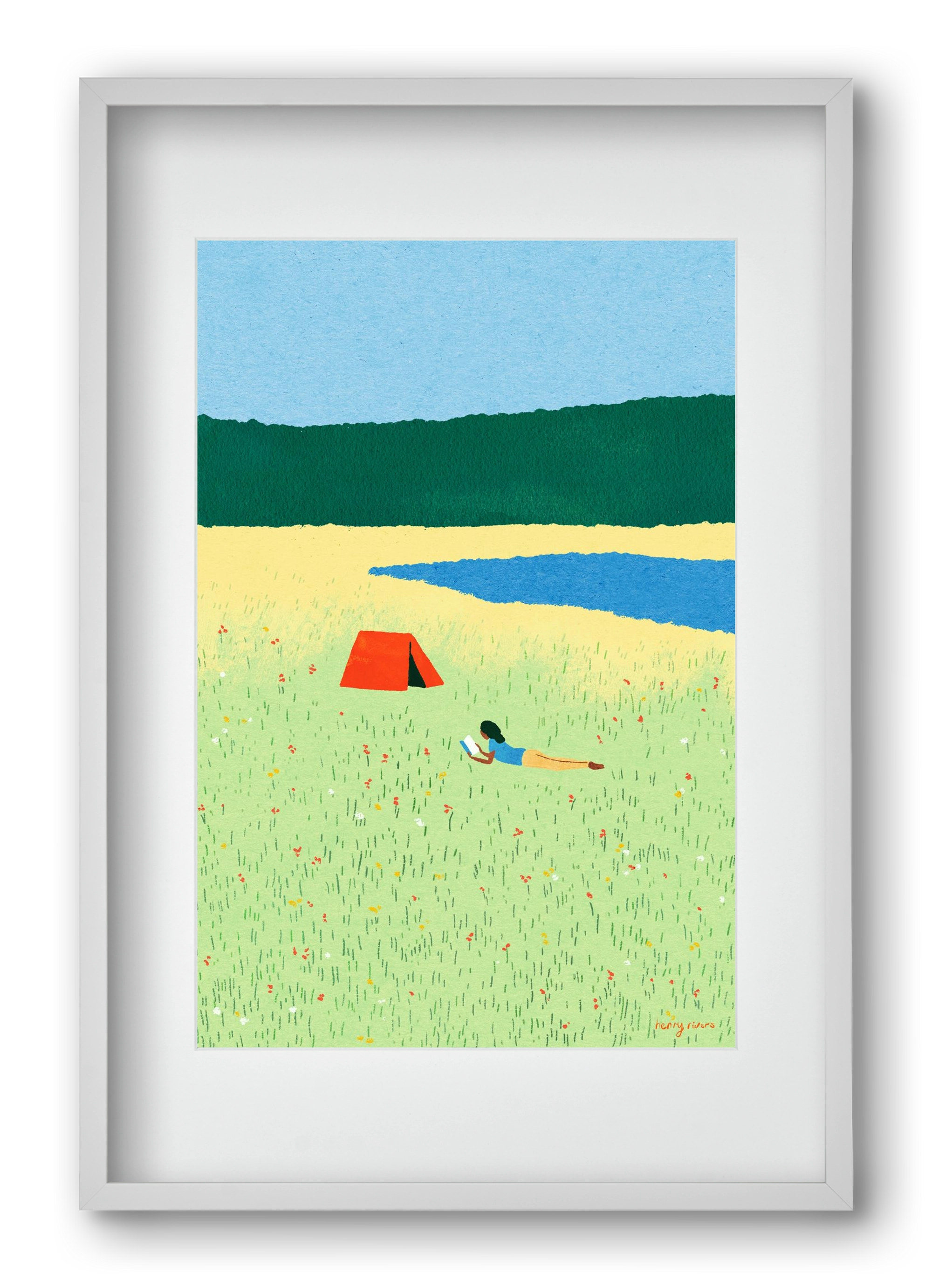 Reading in the meadow, 40x60 cm (30x45 cm), Fehér keret, paszpartuval