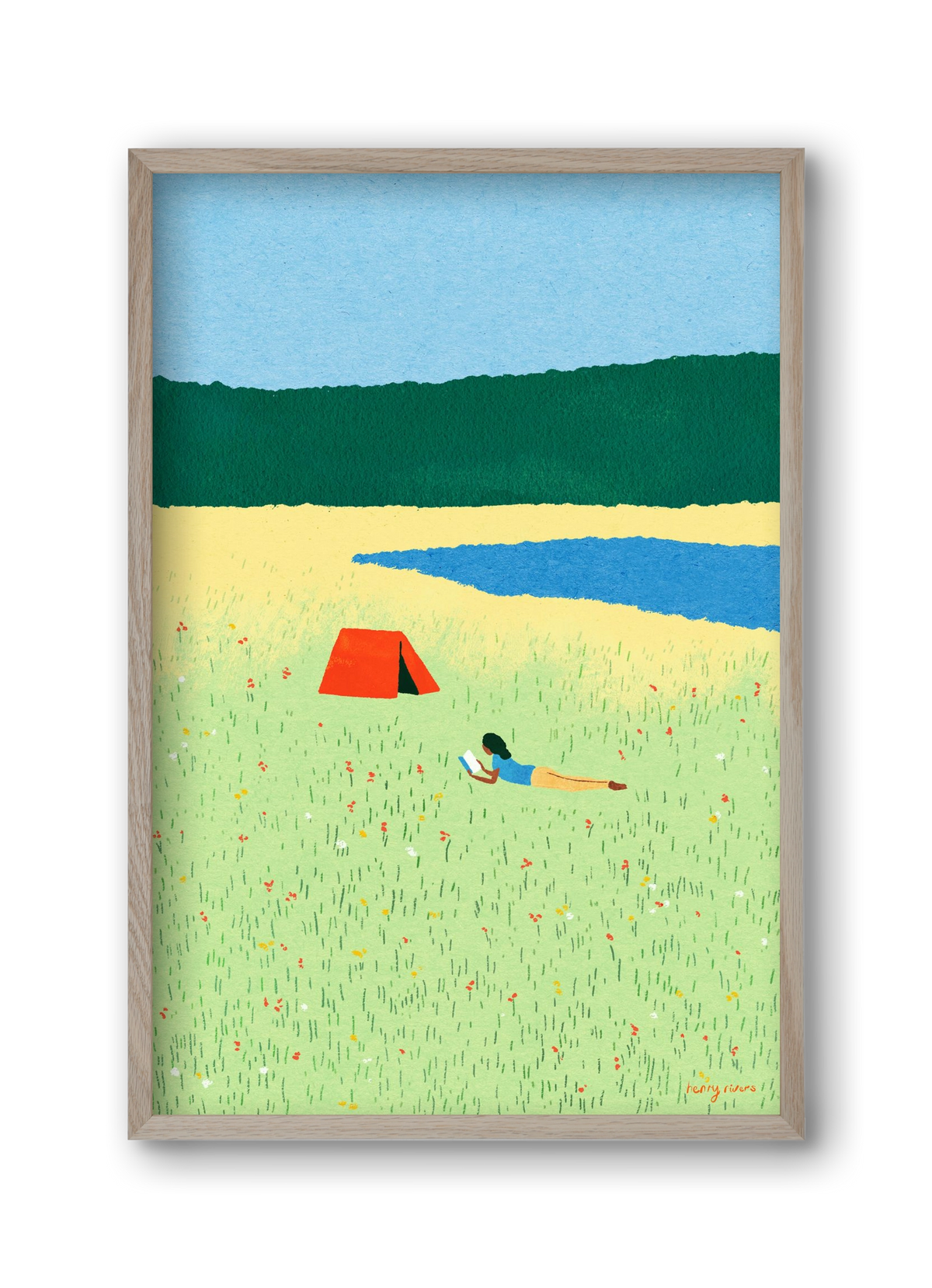 Reading in the meadow, 30x45 cm (30x45 cm), Tölgy keret