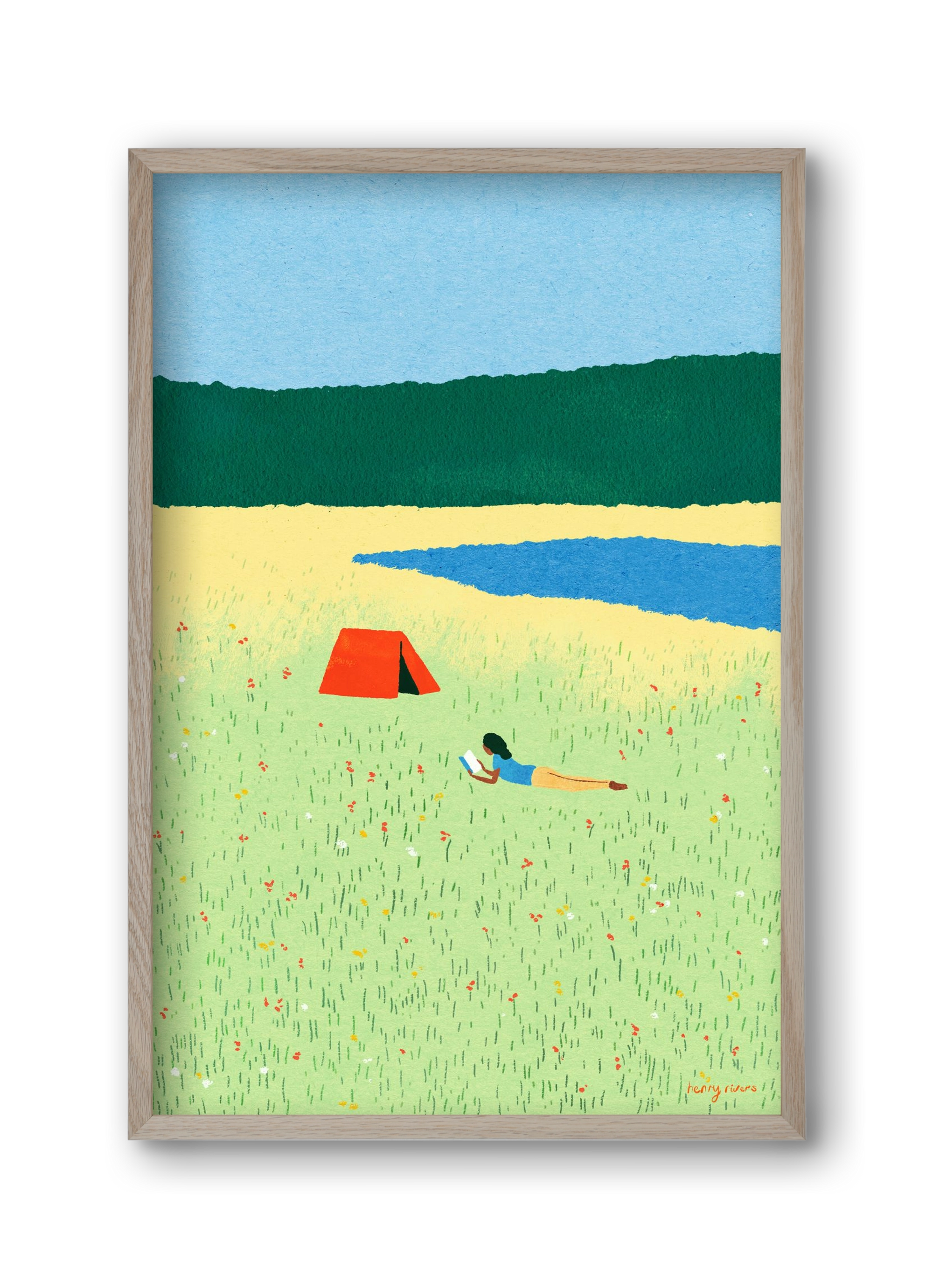 Reading in the meadow, 30x45 cm (30x45 cm), Tölgy keret