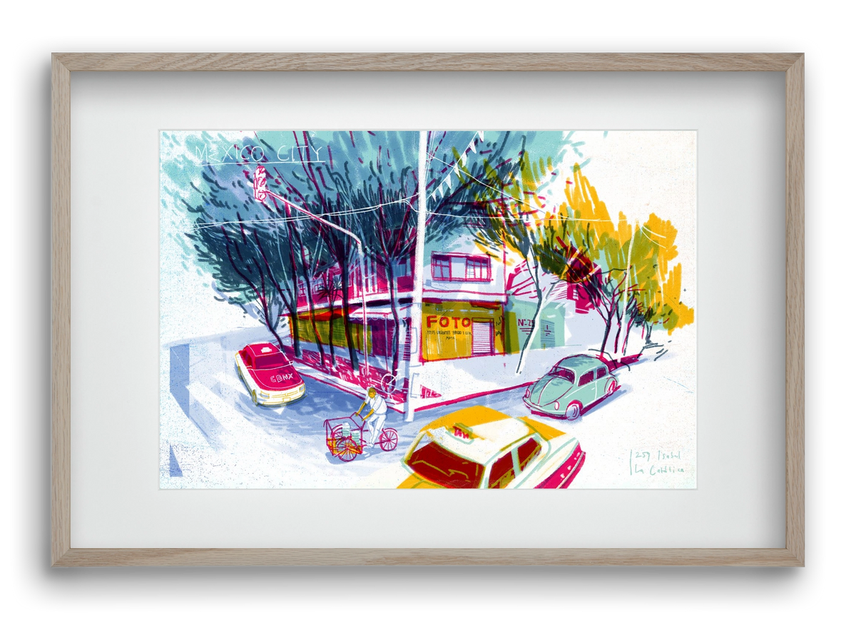 Mexico City, 60x40 cm (45x30 cm), Tölgy keret, paszpartuval