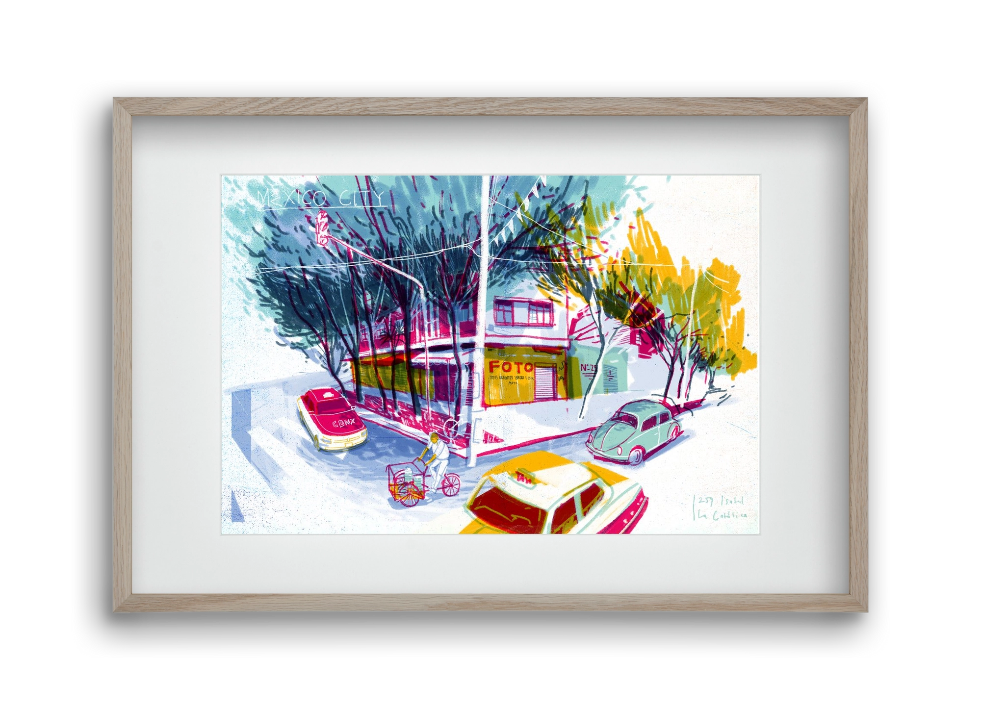 Mexico City, 45x30 cm (30x20 cm), Tölgy keret, paszpartuval