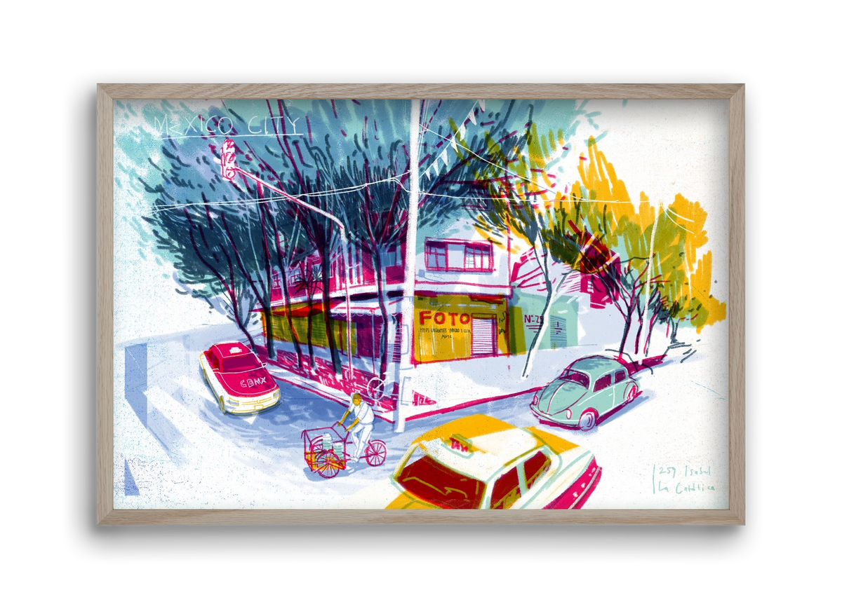 Mexico City, 45x30 cm (45x30 cm), Tölgy keret