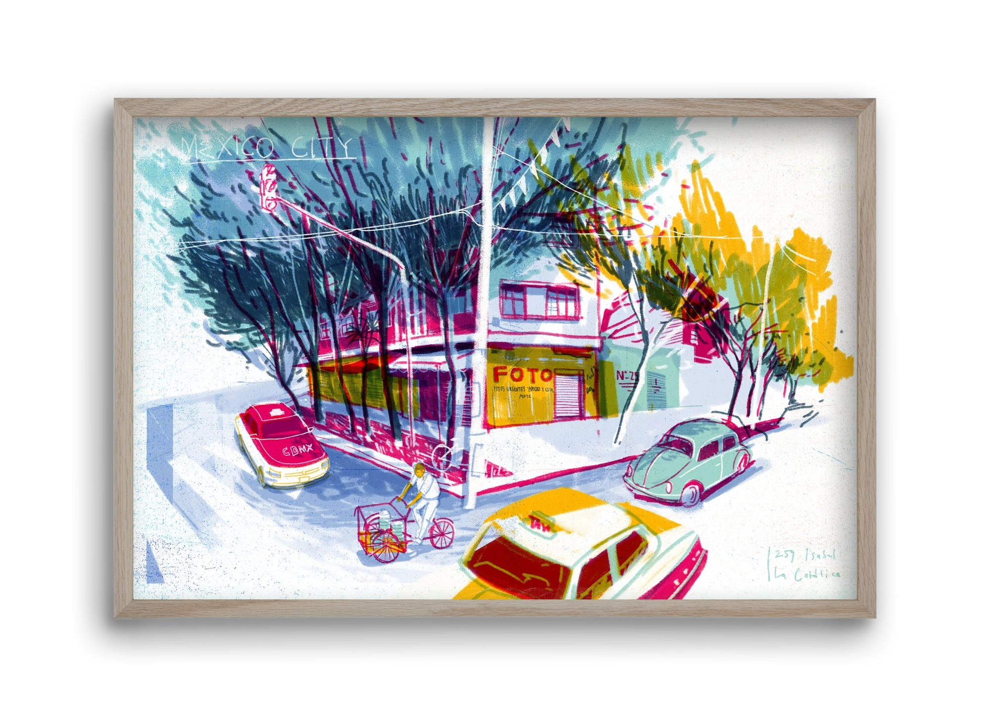 Mexico City, 45x30 cm (45x30 cm), Tölgy keret