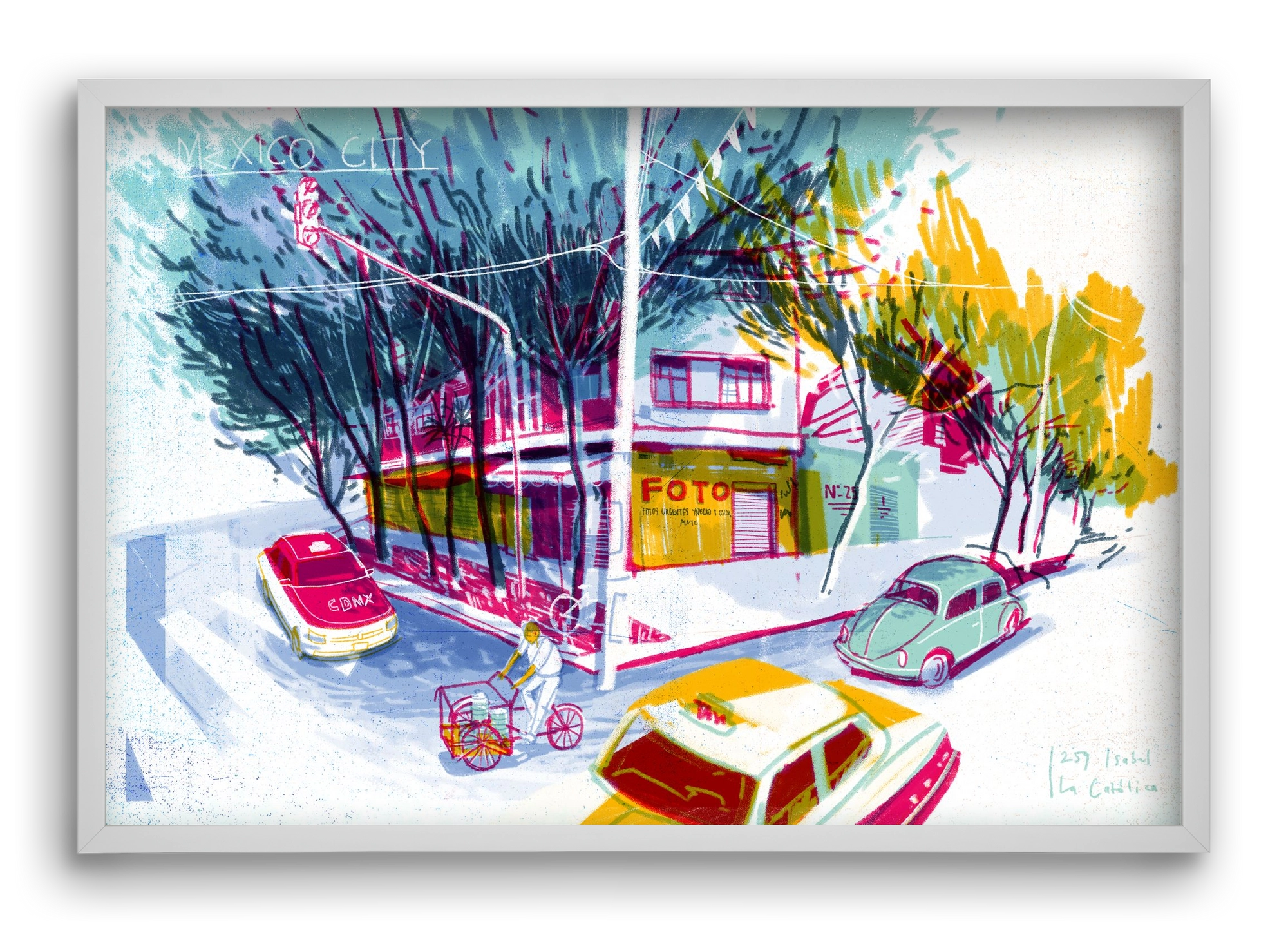 Mexico City, 60x40 cm (60x40 cm), Fehér keret