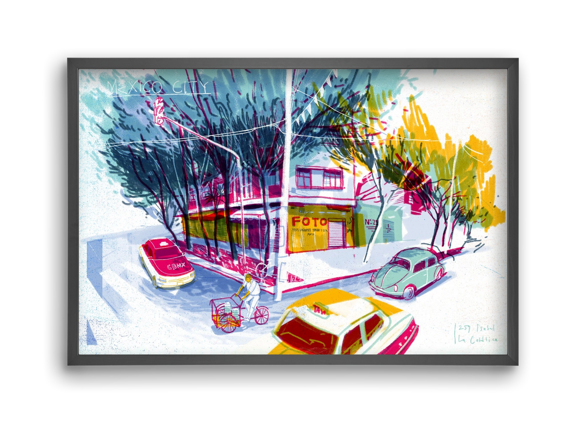 Mexico City, 45x30 cm (45x30 cm), Fekete keret