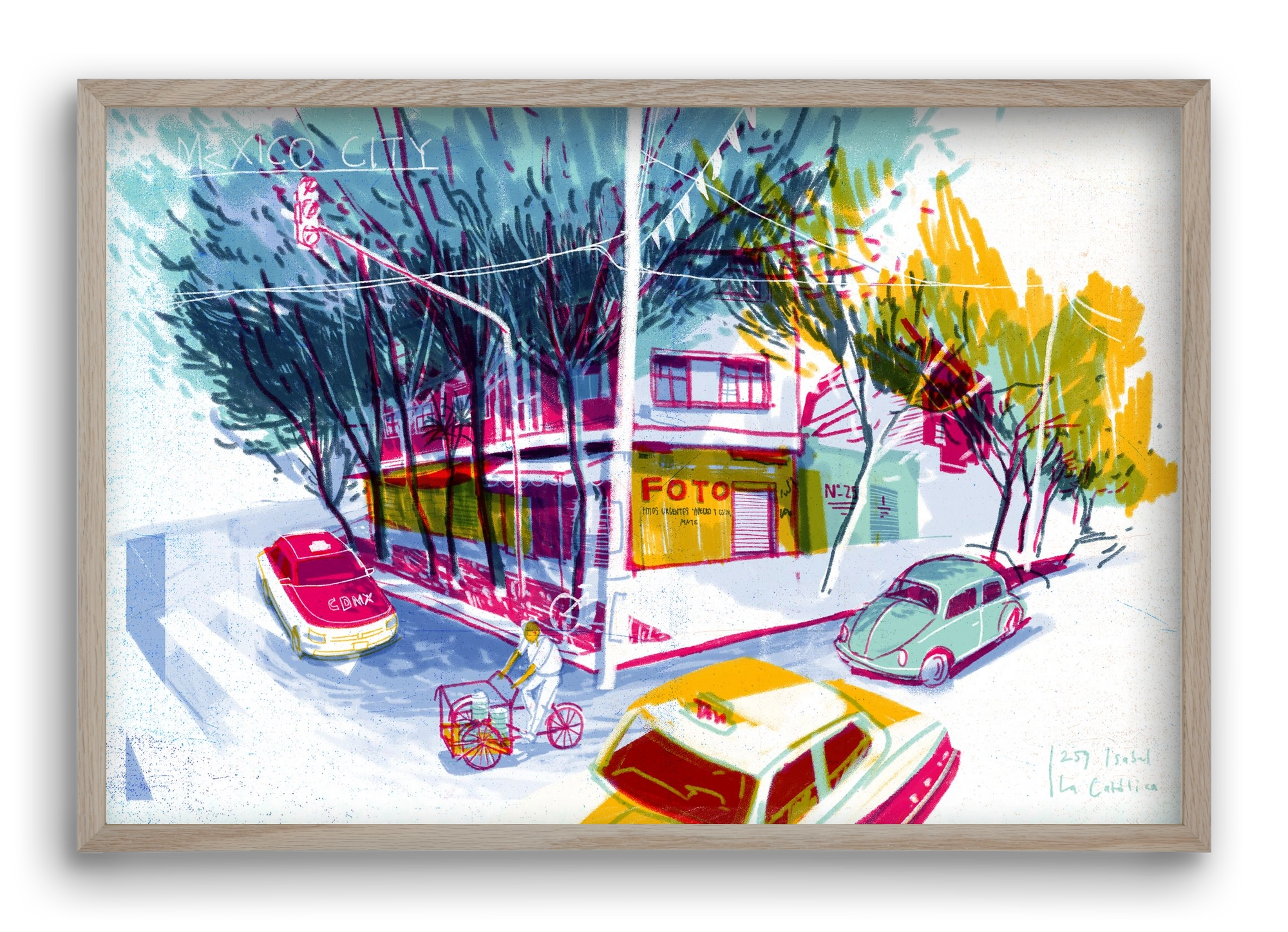 Mexico City, 60x40 cm (60x40 cm), Tölgy keret