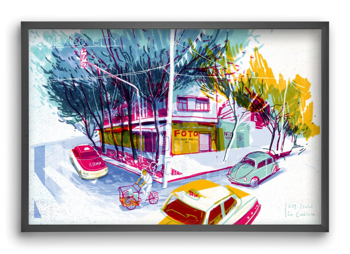 Mexico City, 60x40 cm (60x40 cm), Fekete keret