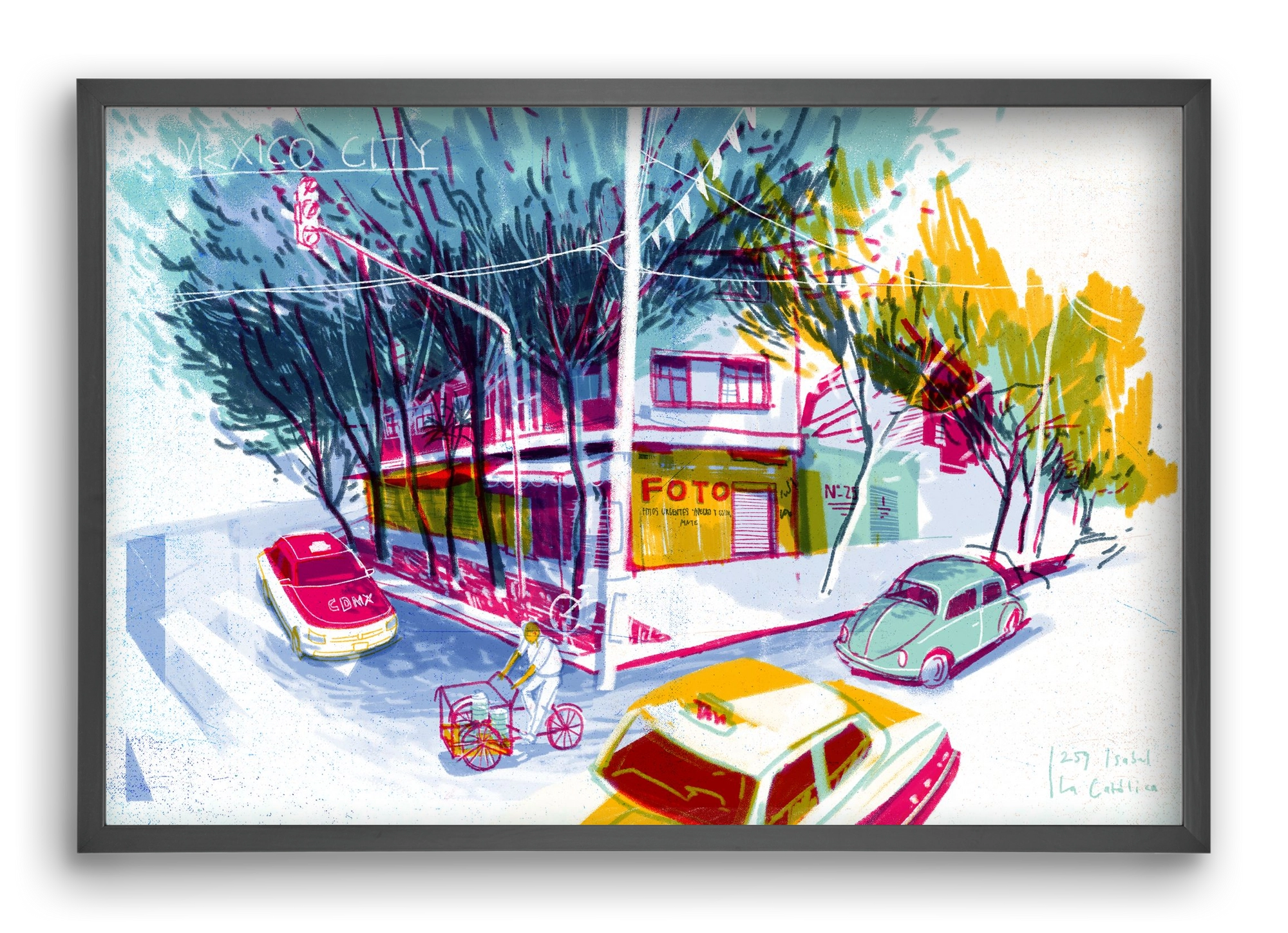 Mexico City, 60x40 cm (60x40 cm), Fekete keret