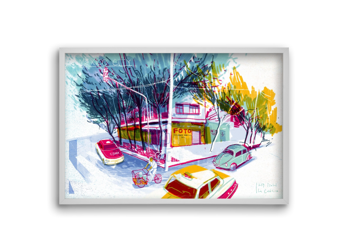 Mexico City, 30x20 cm (30x20 cm), Fehér keret