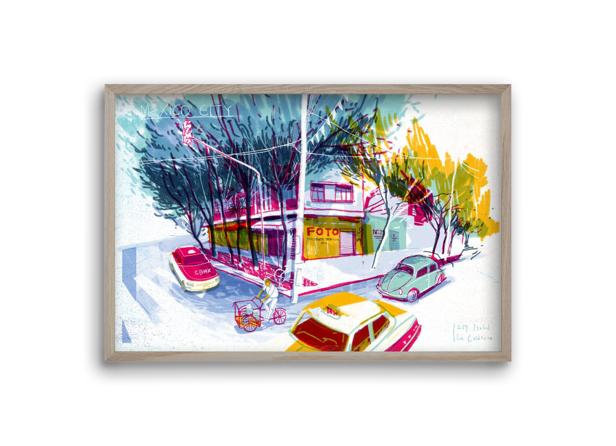 Mexico City, 30x20 cm (30x20 cm), Tölgy keret
