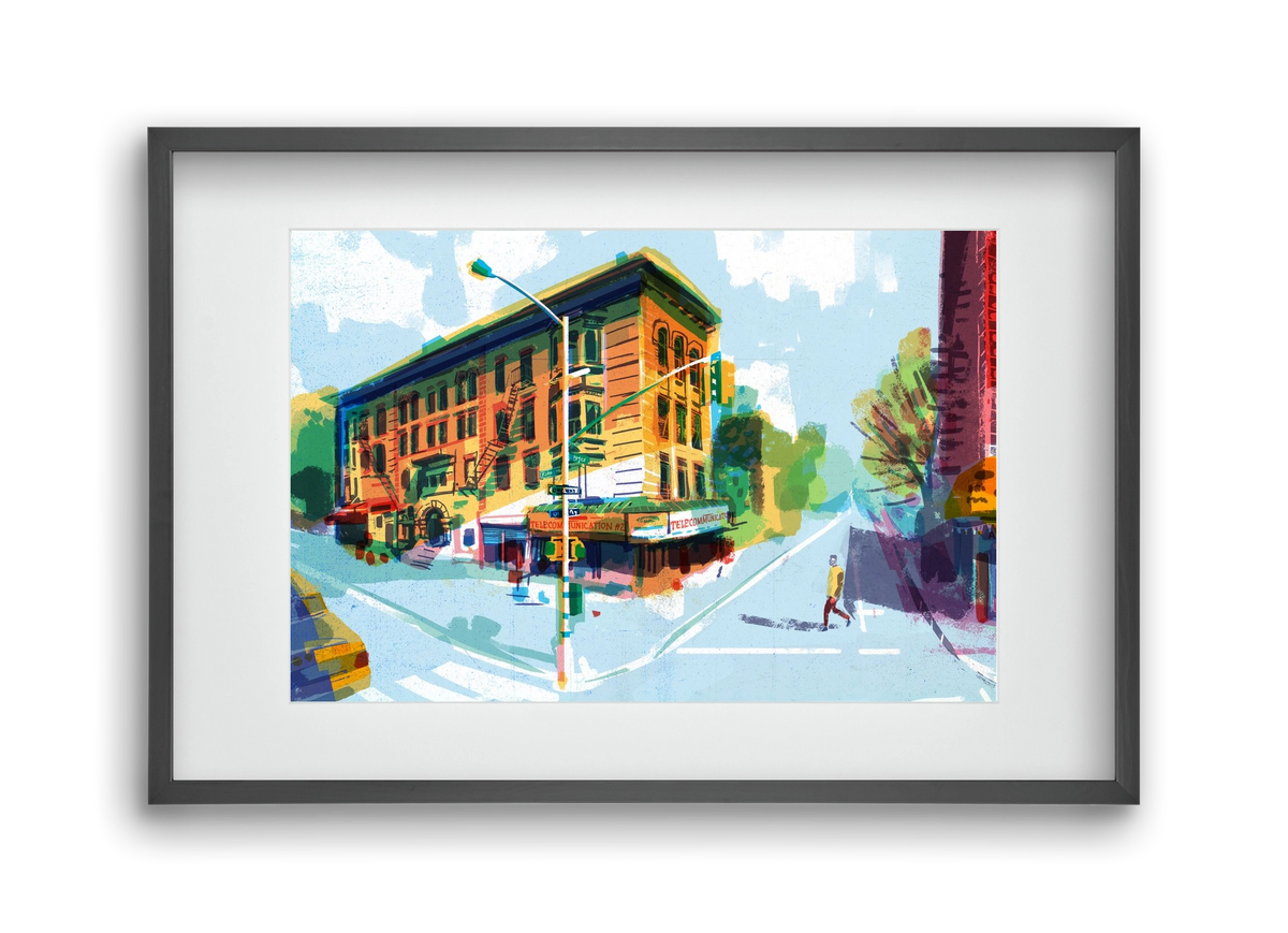 Street in New York 1, 45x30 cm (30x20 cm), Fekete keret, paszpartuval