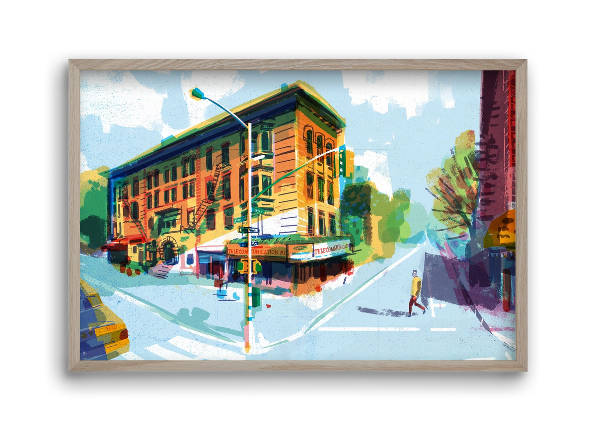 Street in New York 1, 45x30 cm (45x30 cm), Tölgy keret