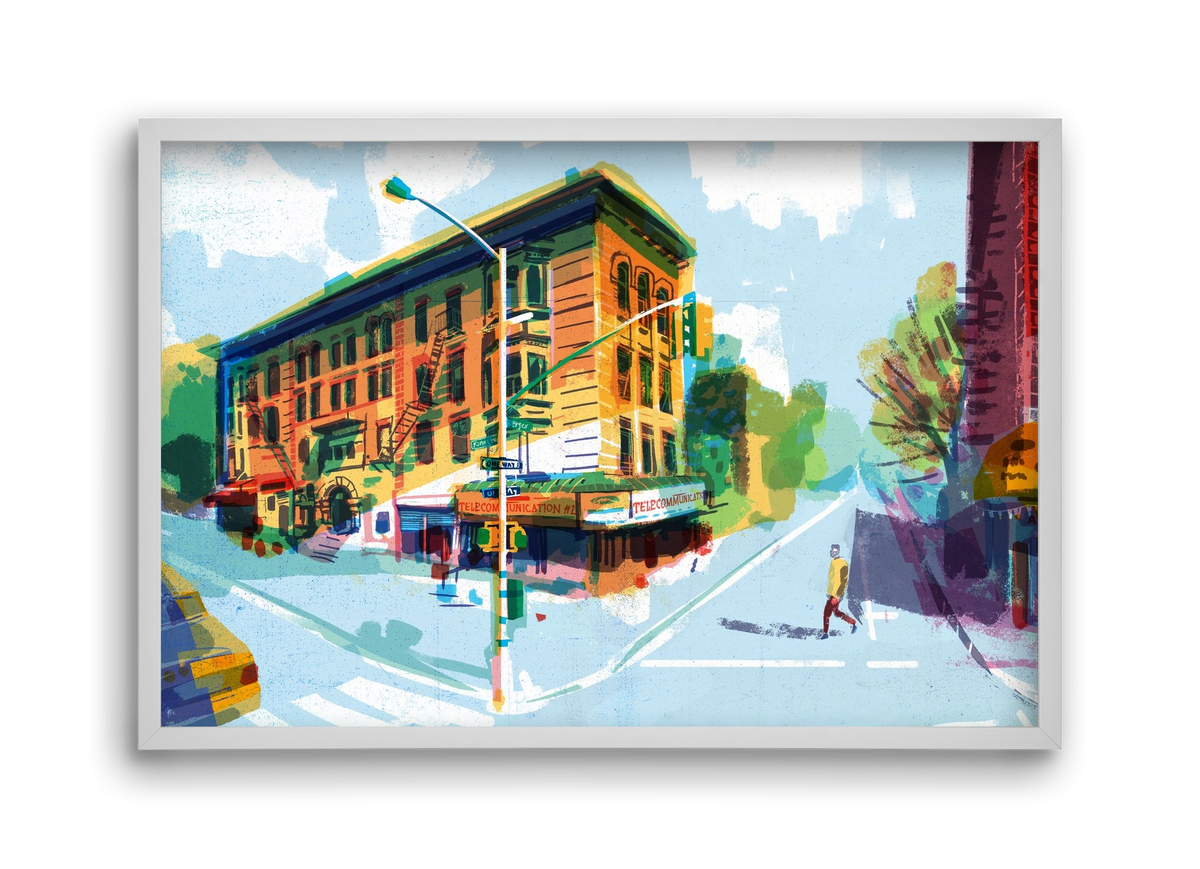 Street in New York 1, 45x30 cm (45x30 cm), Fehér keret