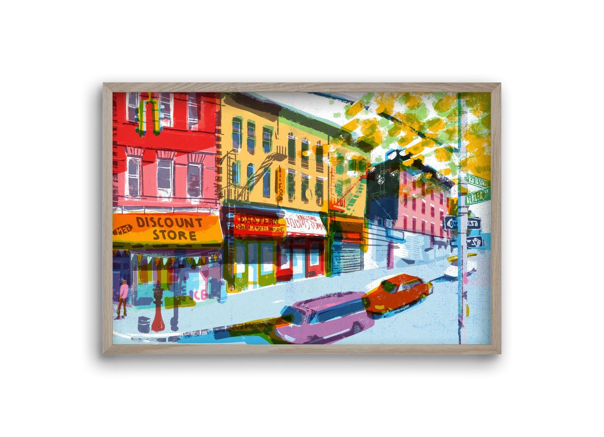 Street in New York 2, 30x20 cm (30x20 cm), Tölgy keret