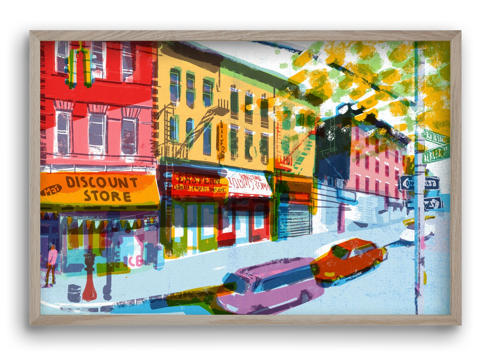 Street in New York 2, 60x40 cm (60x40 cm), Tölgy keret