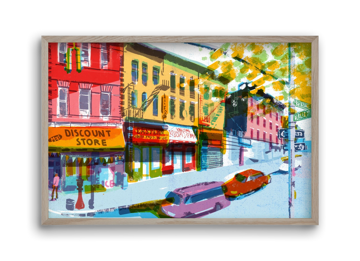 Street in New York 2, 45x30 cm (45x30 cm), Tölgy keret