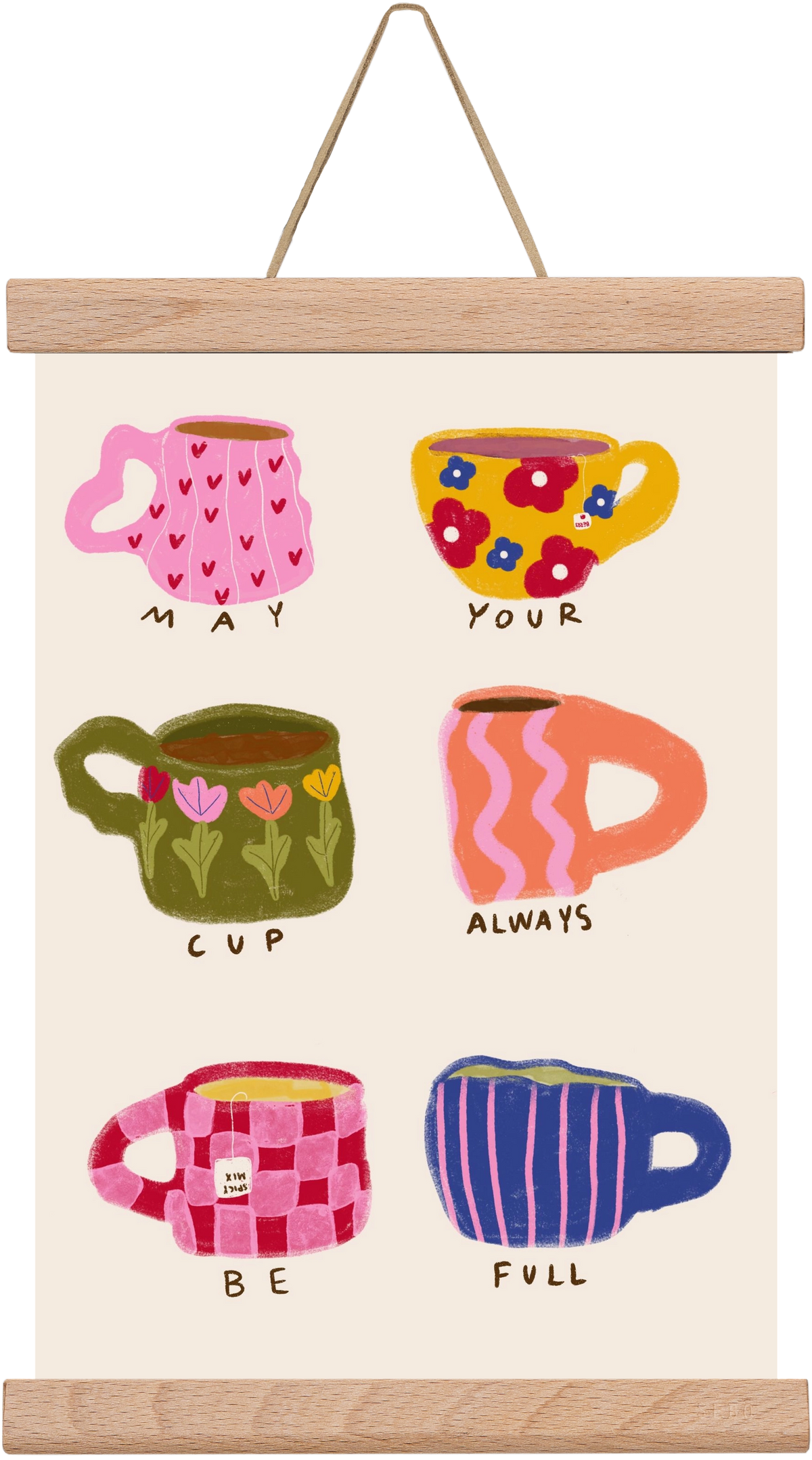 May Your Cup Be Full , 20x30 cm (20x30 cm), Tölgy akasztó