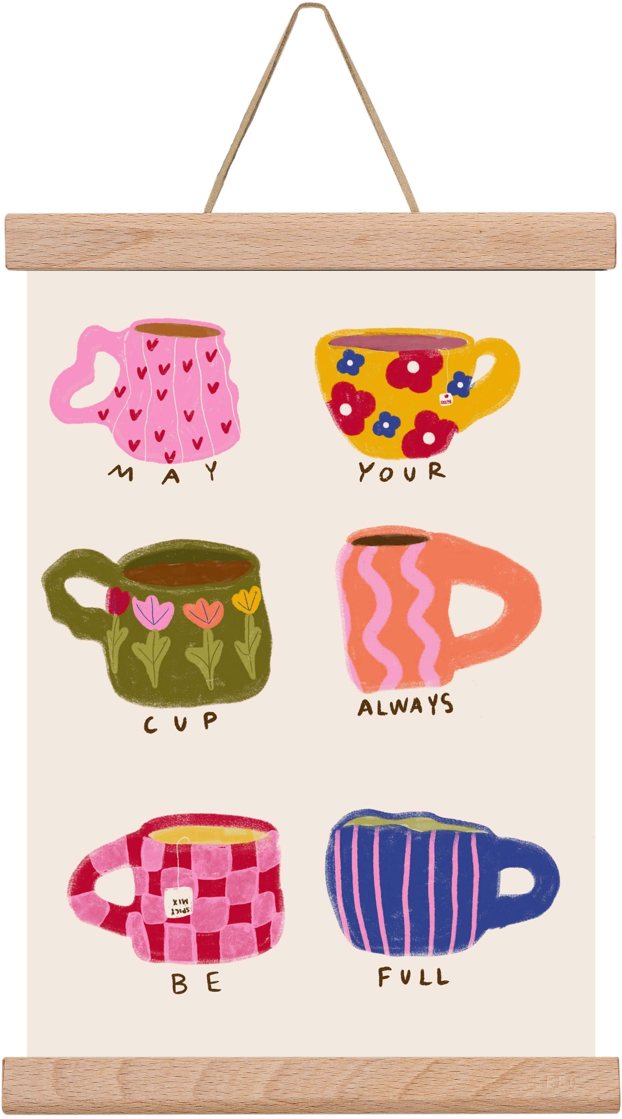 May Your Cup Be Full , 20x30 cm (20x30 cm), Tölgy akasztó