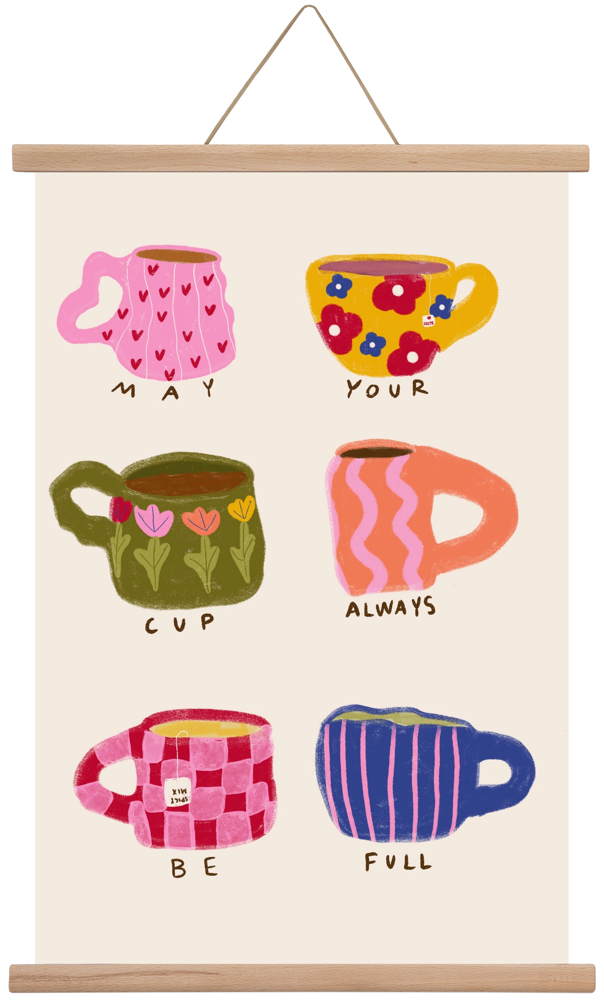 May Your Cup Be Full , 40x60 cm (40x60 cm), Tölgy akasztó