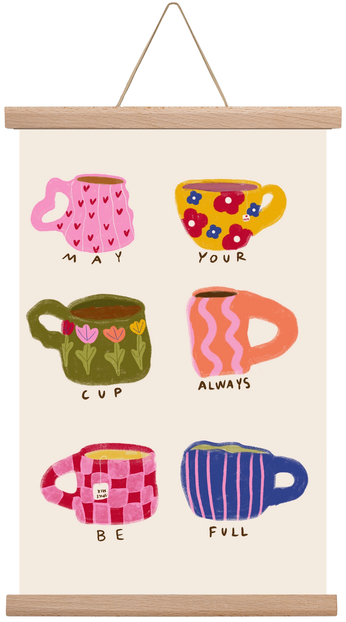 May Your Cup Be Full , 30x45 cm (30x45 cm), Tölgy akasztó