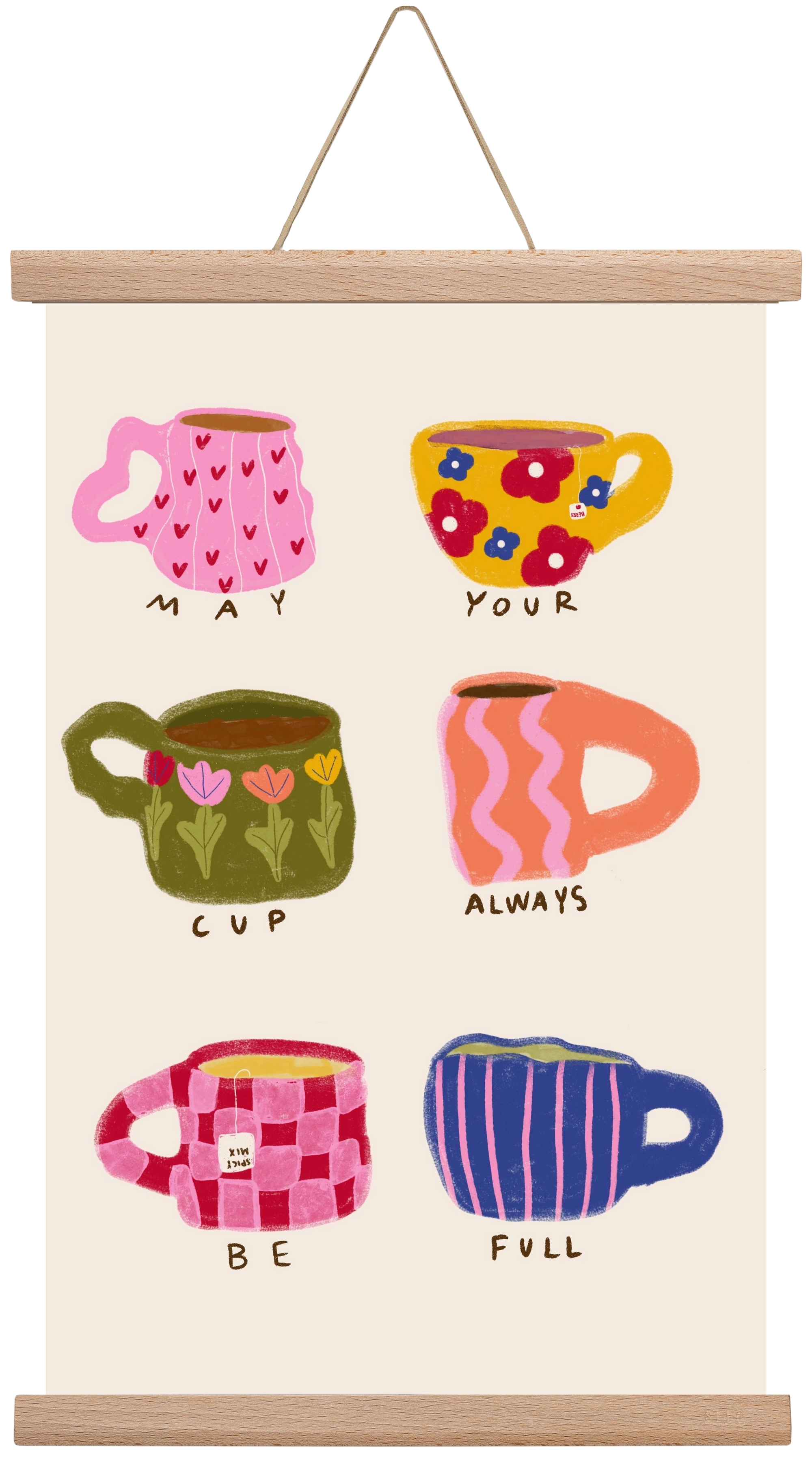 May Your Cup Be Full , 30x45 cm (30x45 cm), Tölgy akasztó