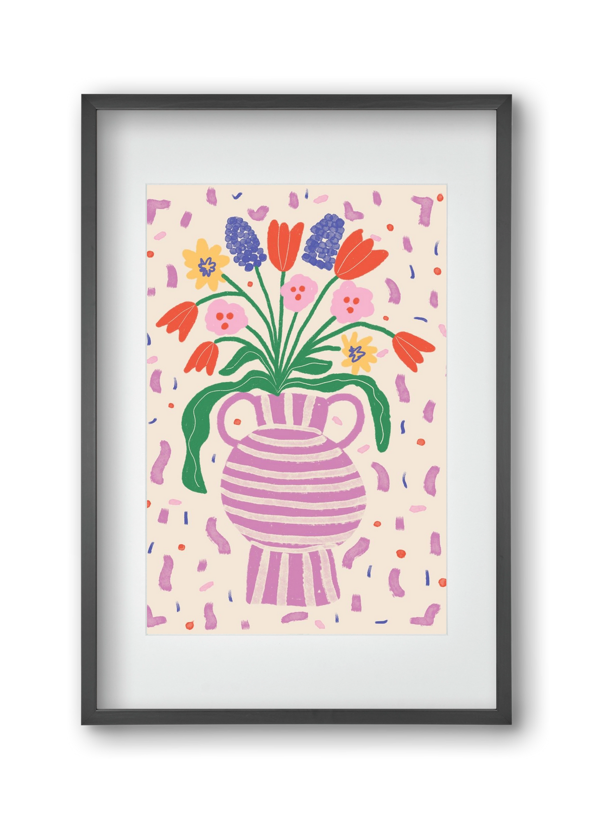 flowers in a vase , 30x45 cm (20x30 cm), Fekete keret, paszpartuval