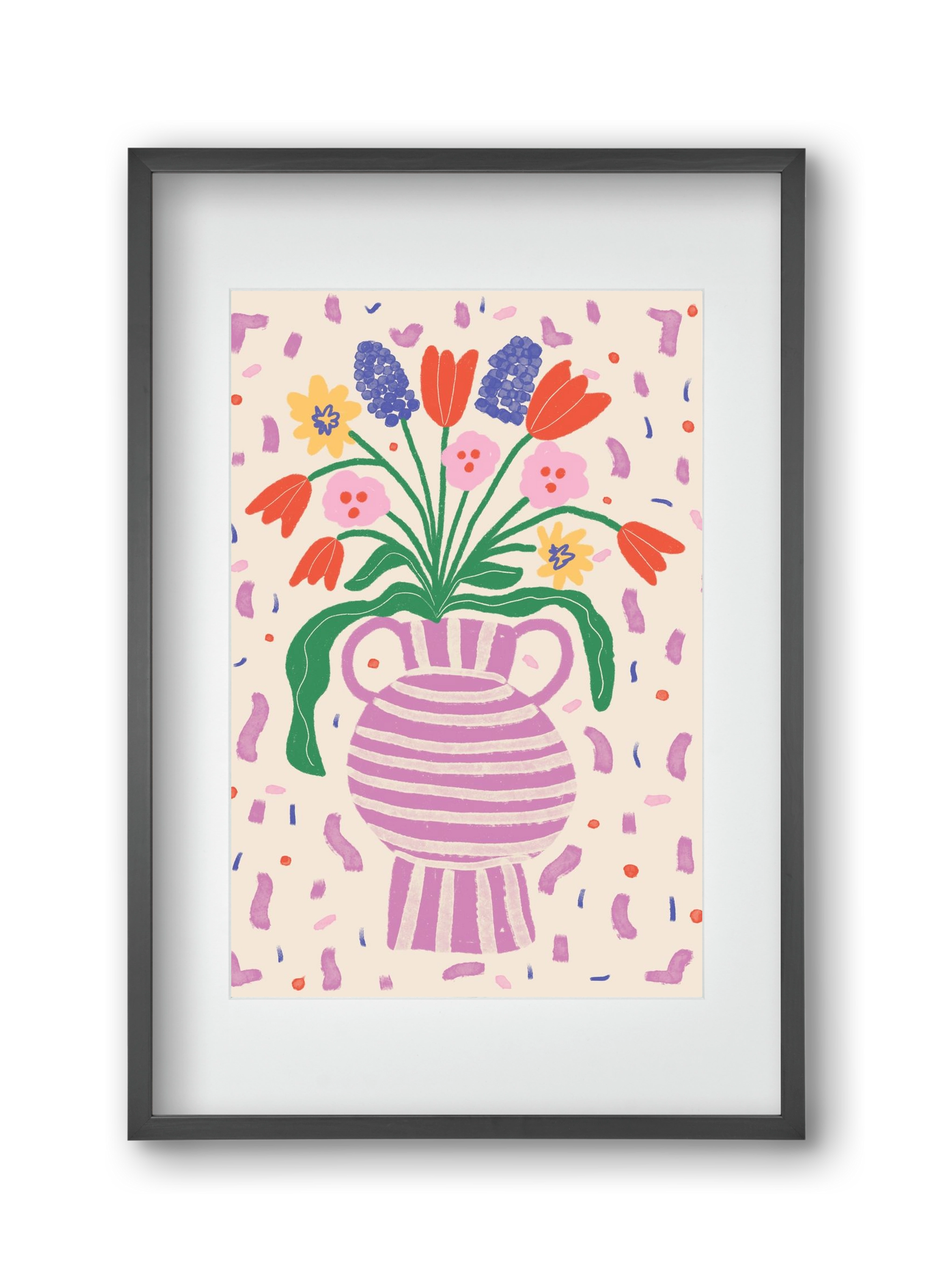 flowers in a vase , 30x45 cm (20x30 cm), Fekete keret, paszpartuval