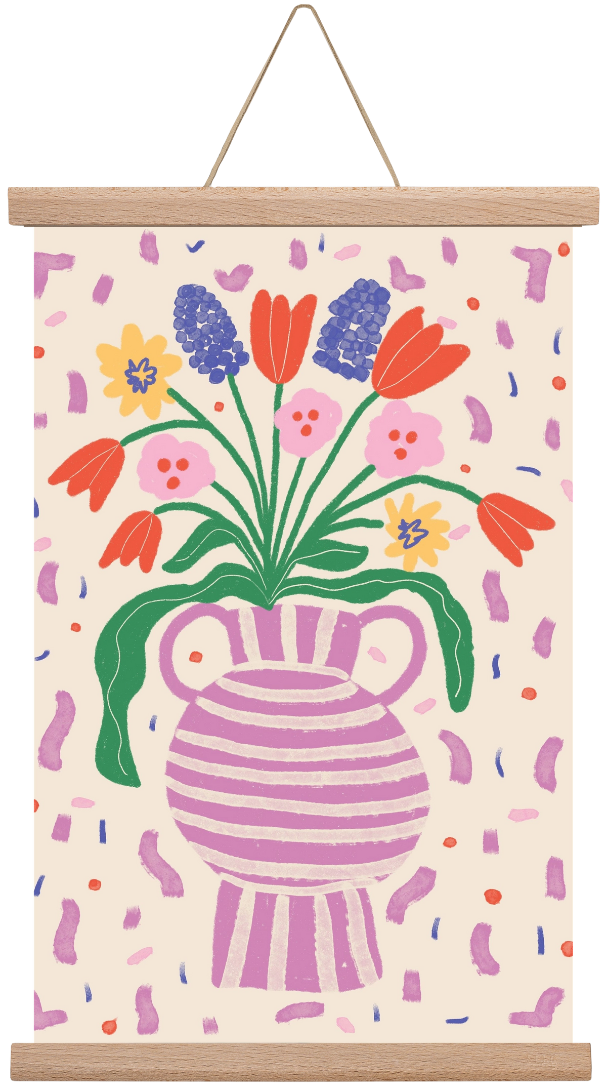 flowers in a vase , 30x45 cm (30x45 cm), Tölgy akasztó