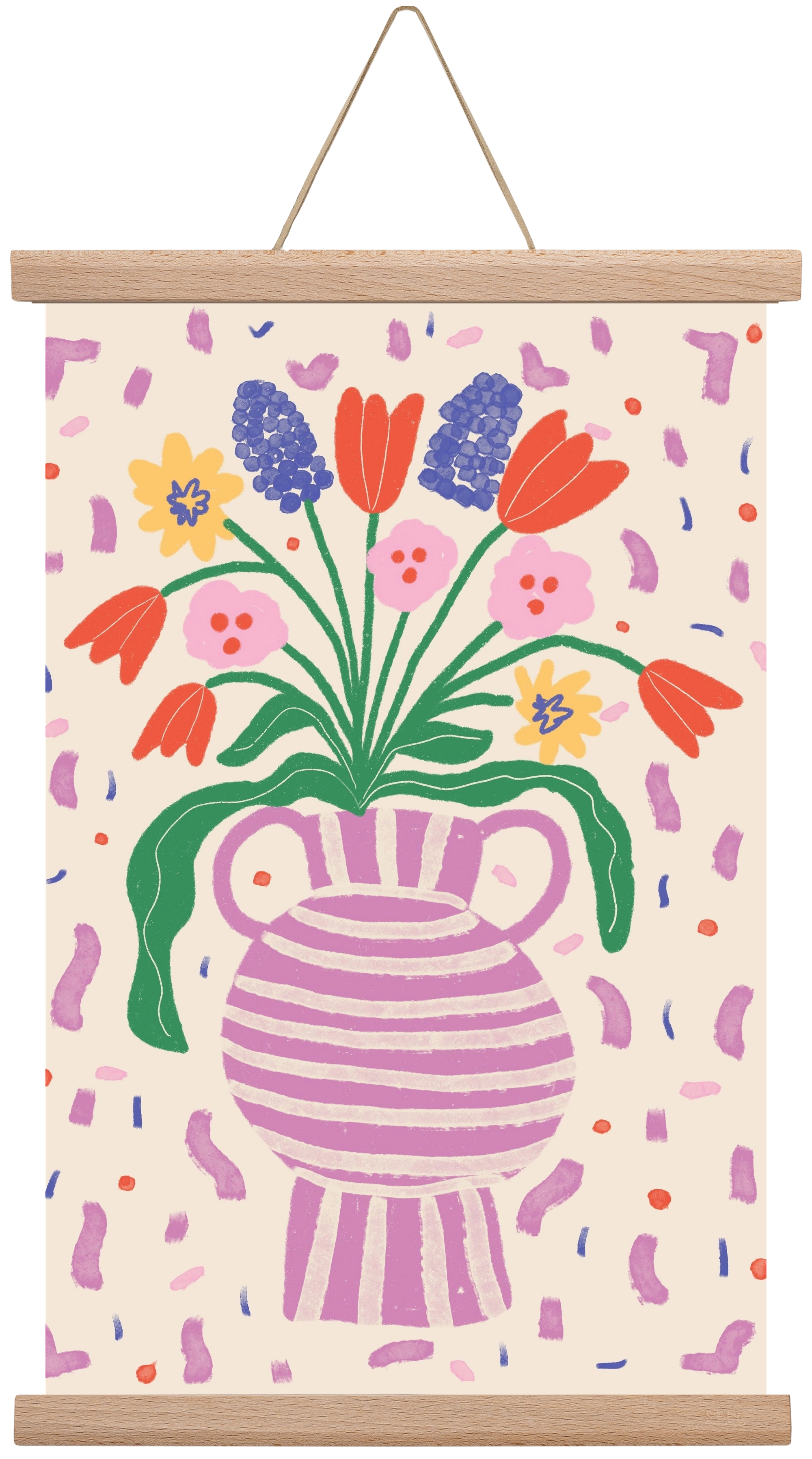 flowers in a vase , 30x45 cm (30x45 cm), Tölgy akasztó