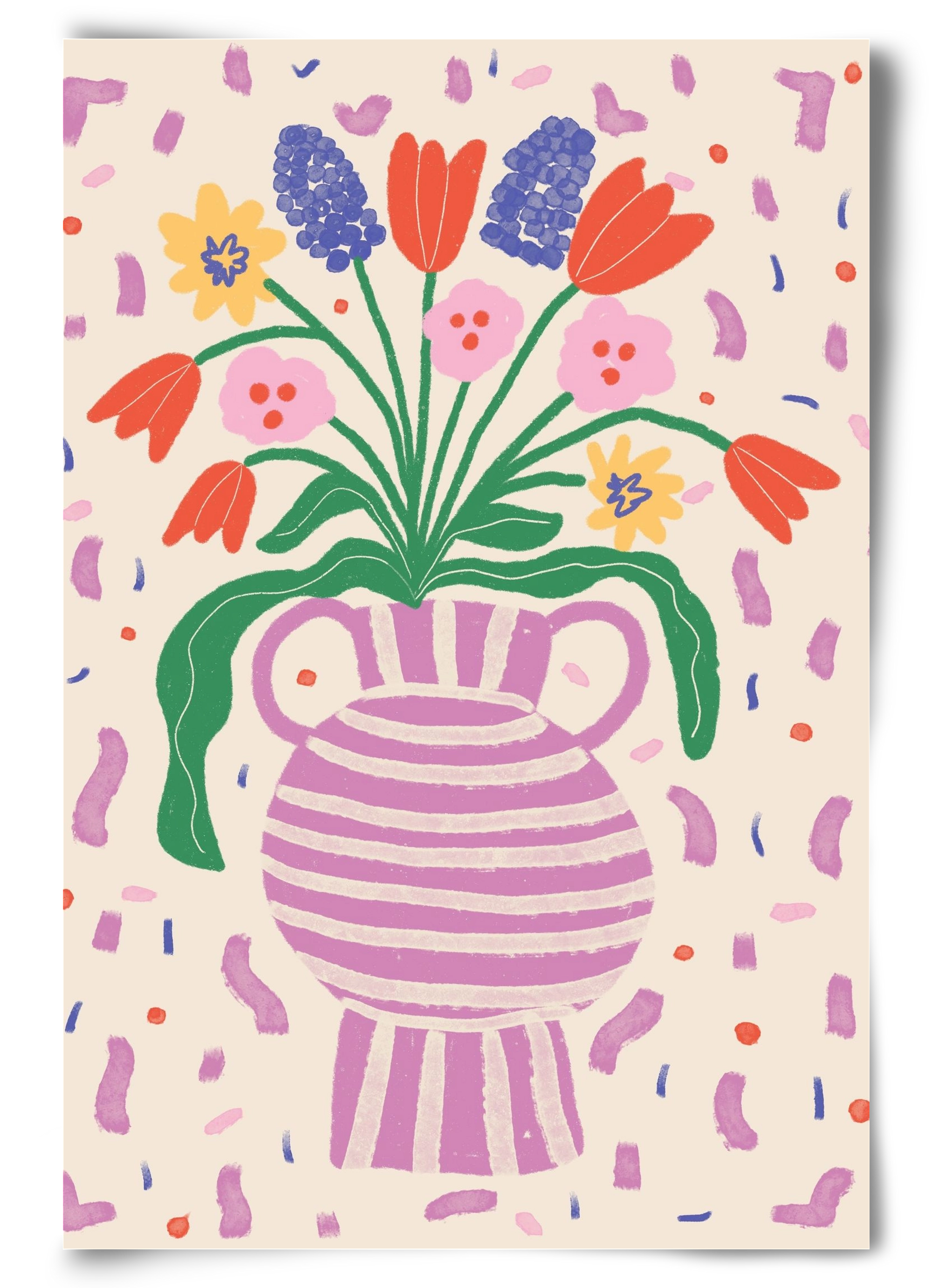 flowers in a vase , 60x90 cm, Keret nélkül