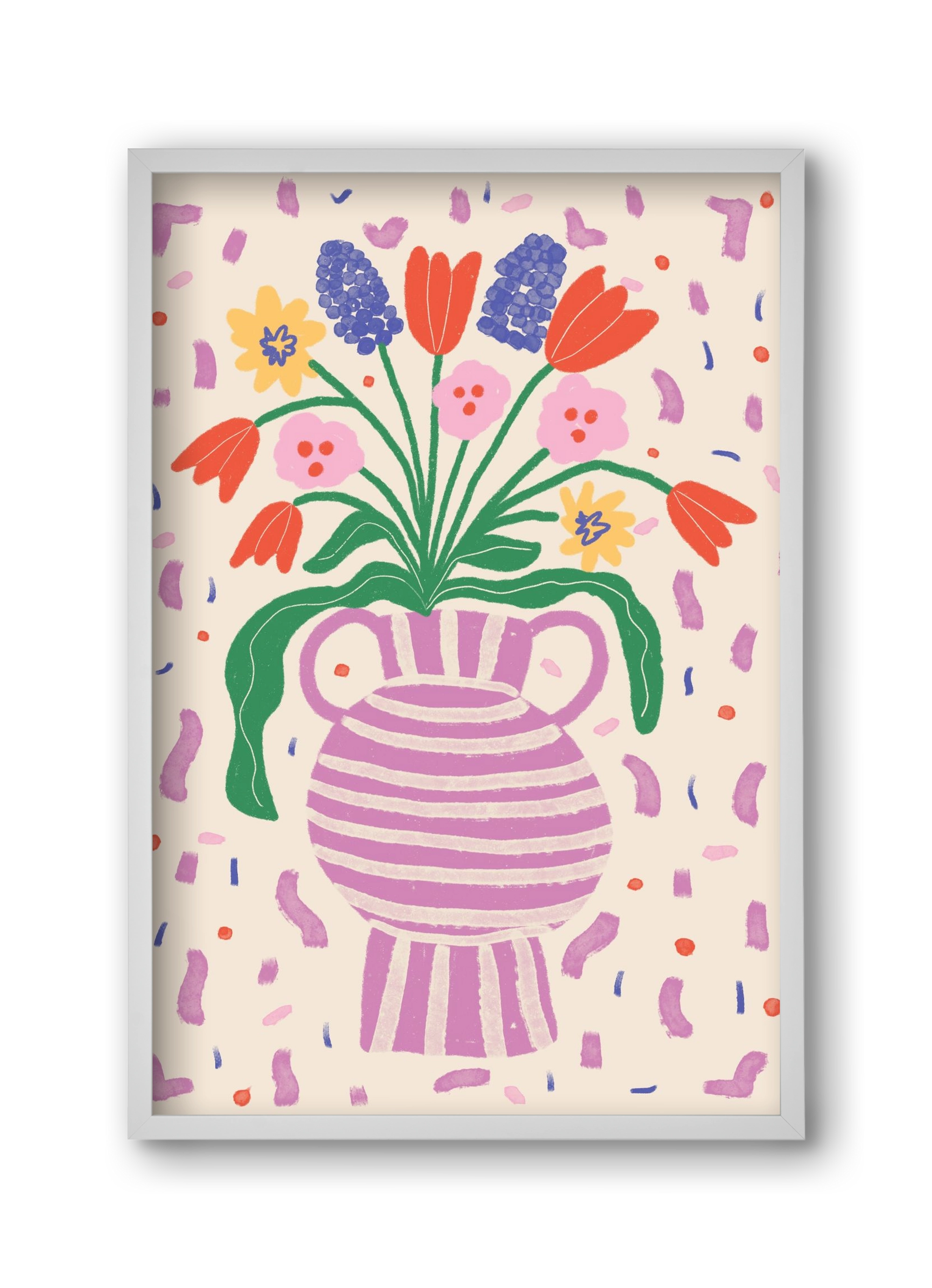 flowers in a vase , 30x45 cm (30x45 cm), Fehér keret