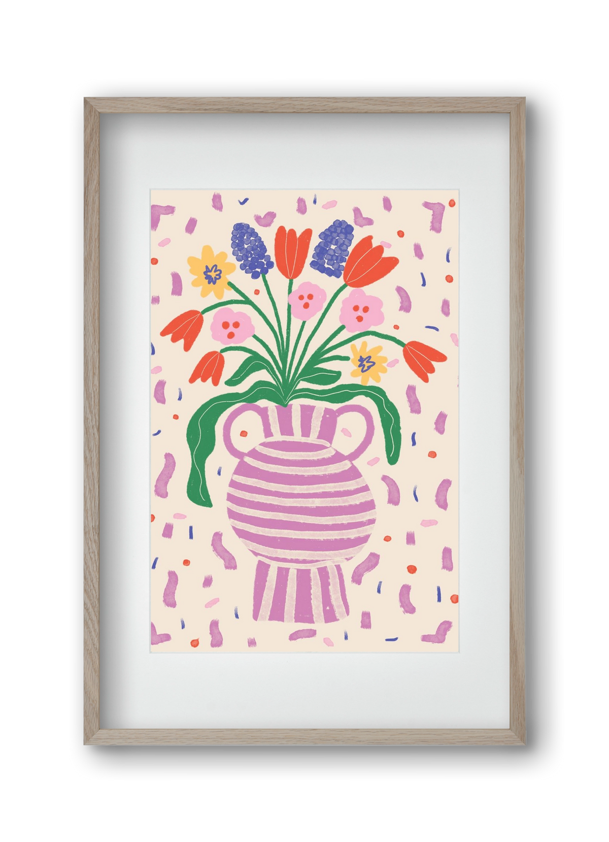 flowers in a vase , 30x45 cm (20x30 cm), Tölgy keret, paszpartuval