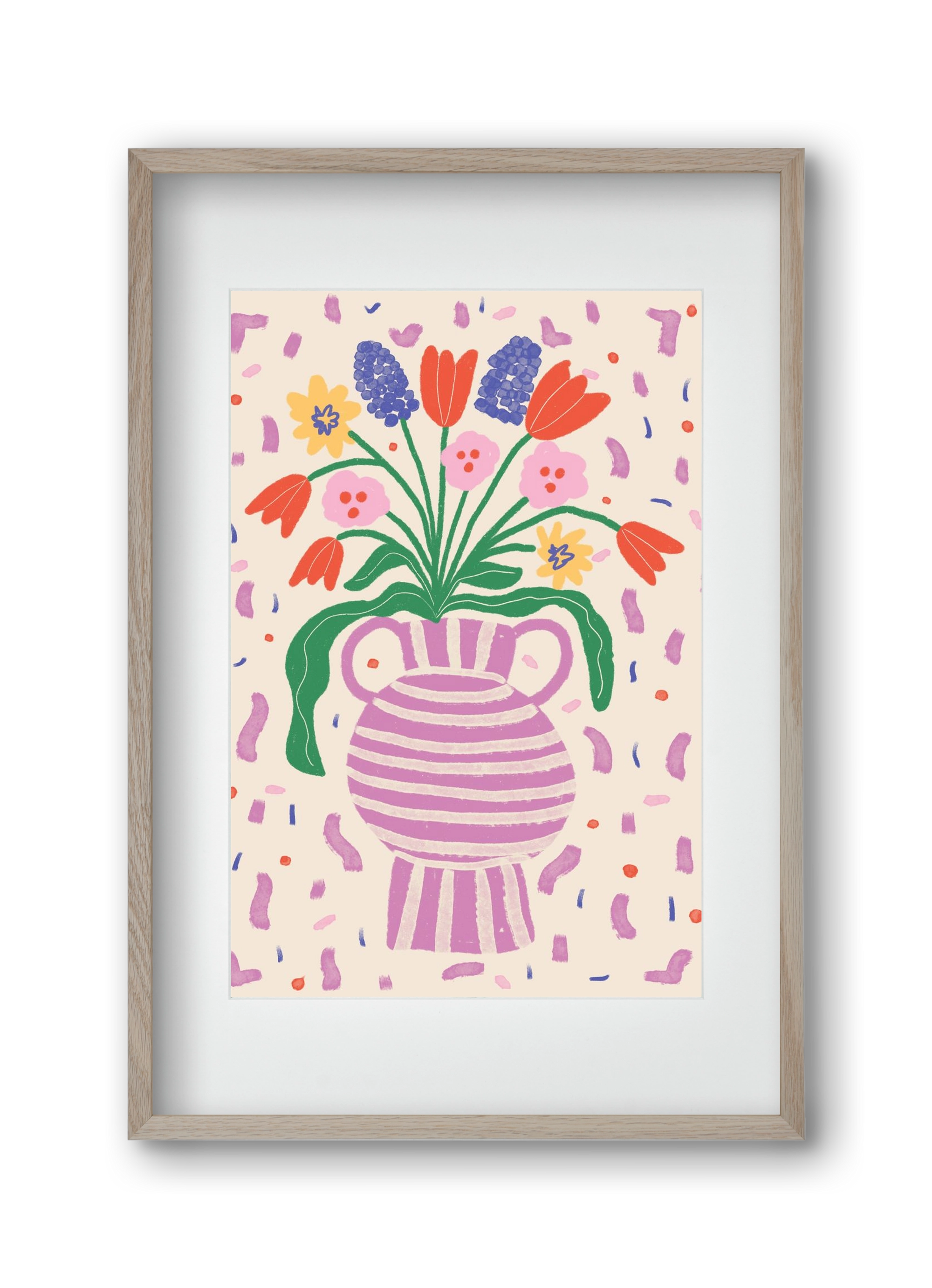 flowers in a vase , 30x45 cm (20x30 cm), Tölgy keret, paszpartuval
