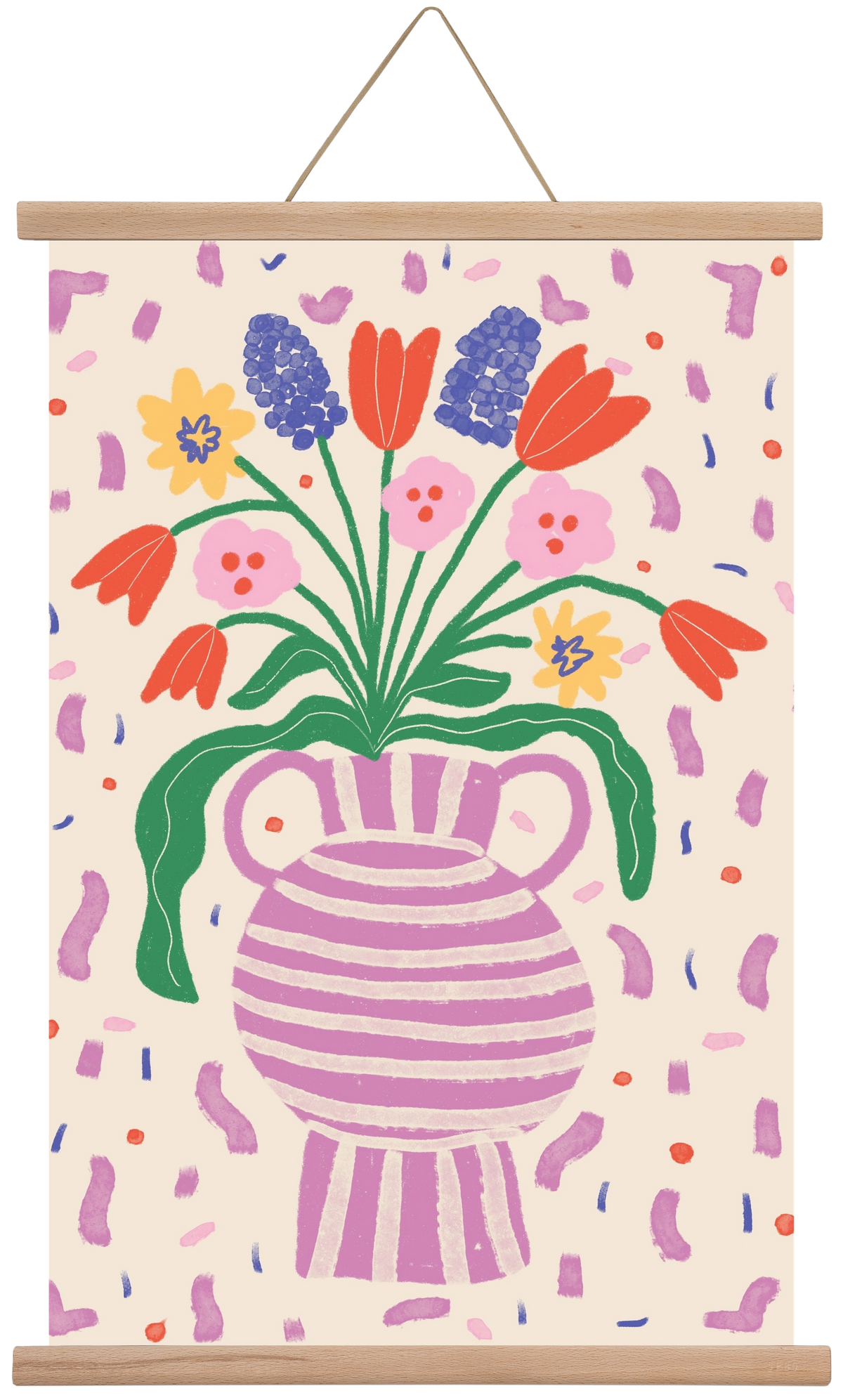 flowers in a vase , 40x60 cm (40x60 cm), Tölgy akasztó