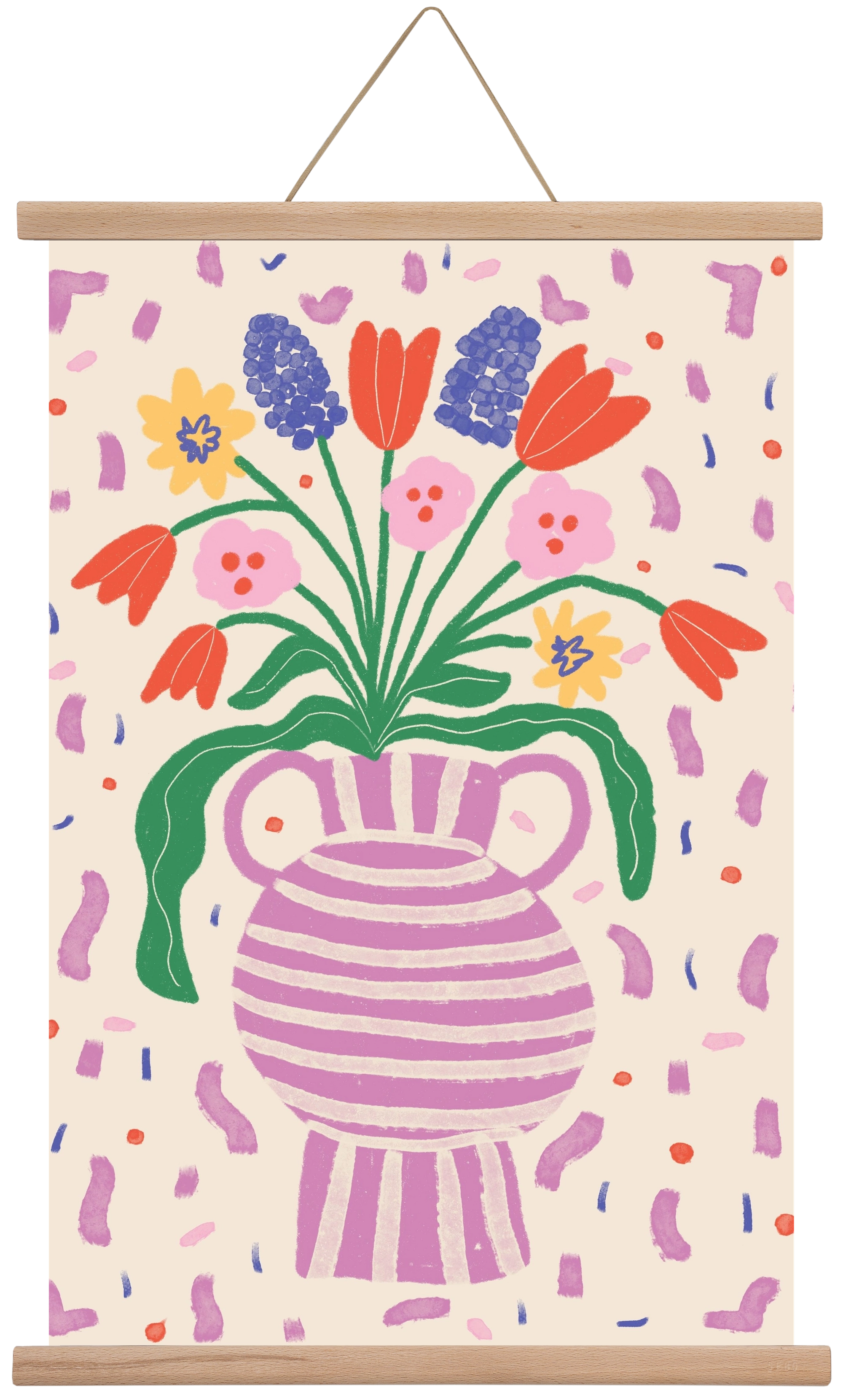 flowers in a vase , 40x60 cm (40x60 cm), Tölgy akasztó