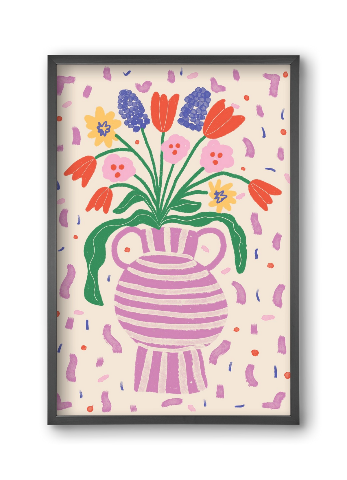 flowers in a vase , 30x45 cm (30x45 cm), Fekete keret