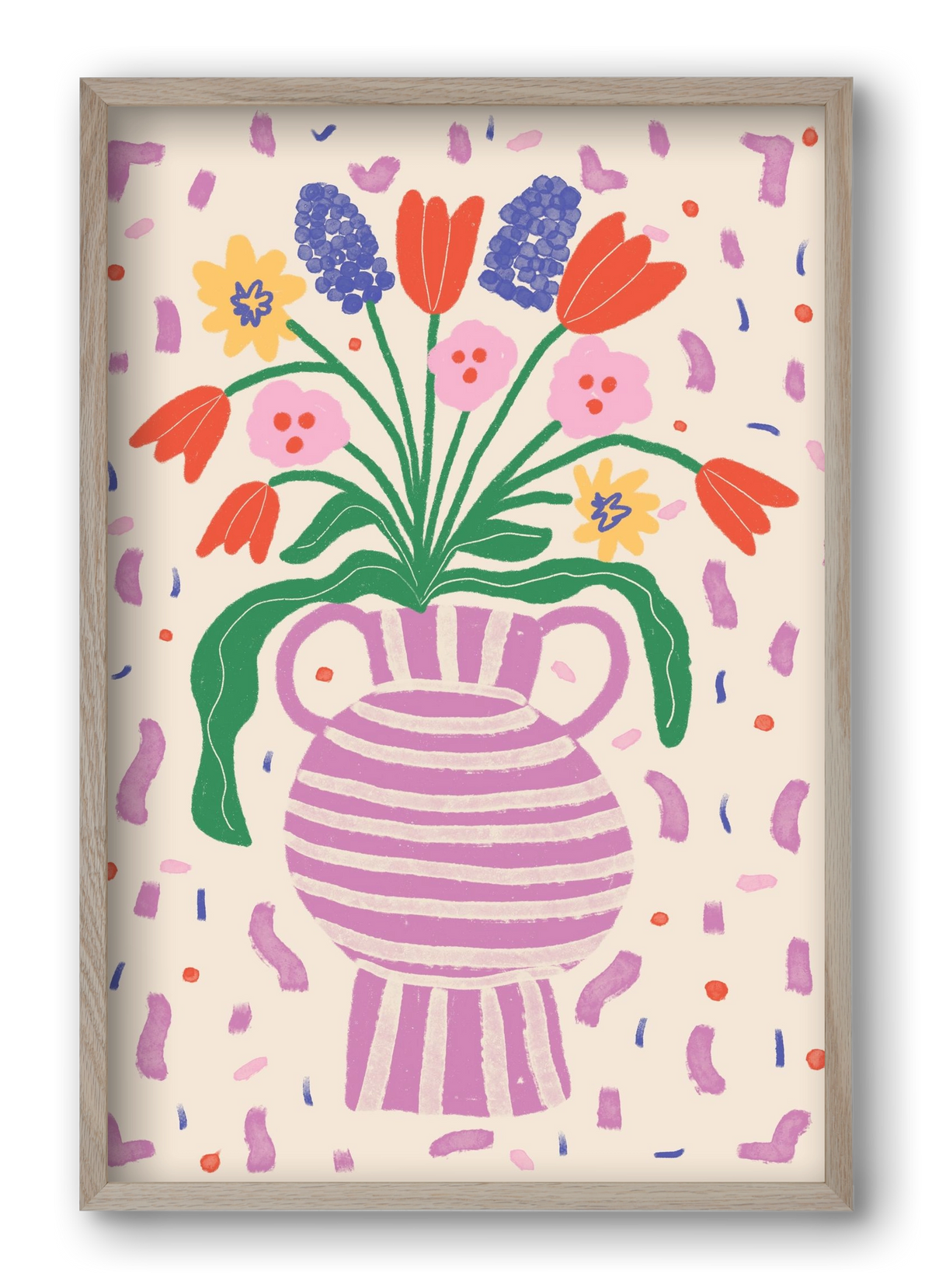 flowers in a vase , 40x60 cm (40x60 cm), Tölgy keret